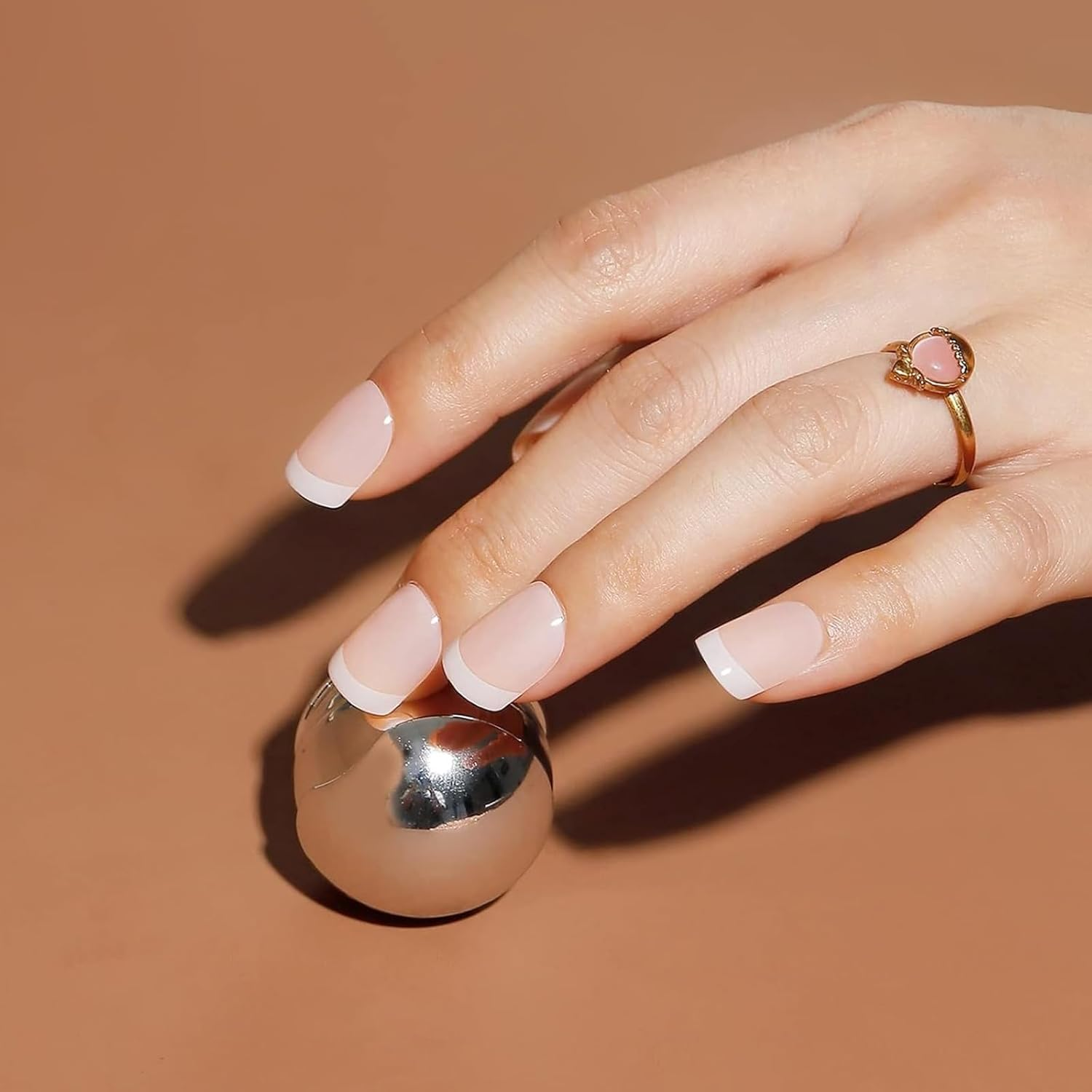 240 Pcs Short French Press-On Nails French Tip False Nails for Manicure 12 Sizes of Acrylic Full Cover Artificial Nails Women'S DIY Nail Art Decoration Natural image number 1