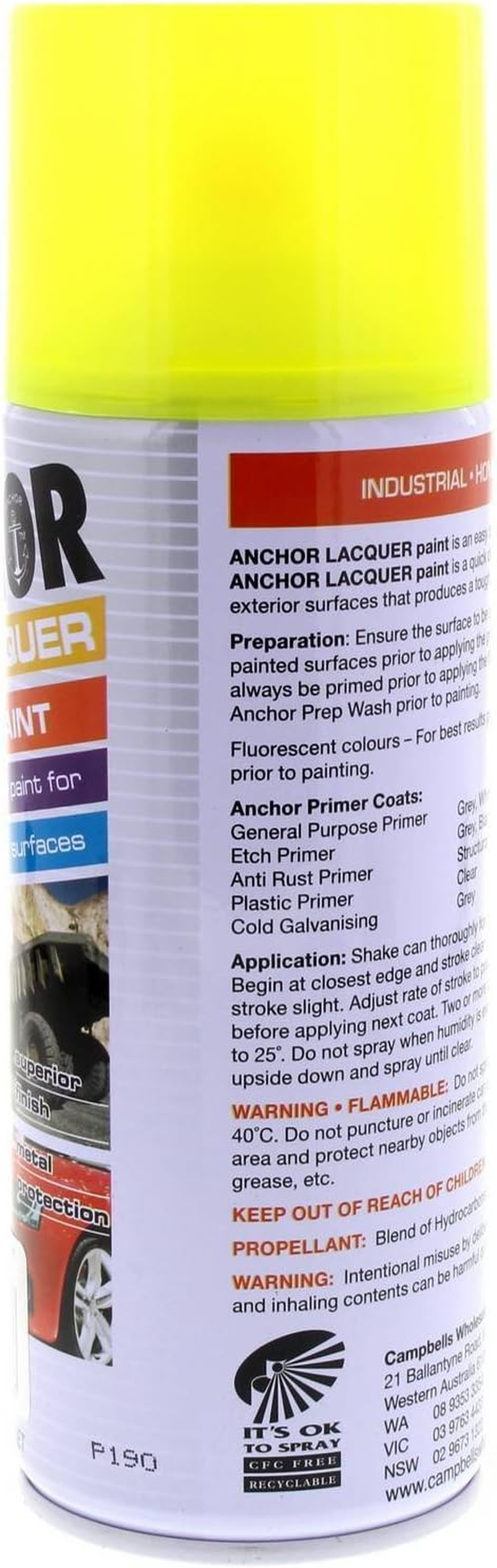 Anchor Spray Paint, Fluorescent Yellow, 300 G image number 6