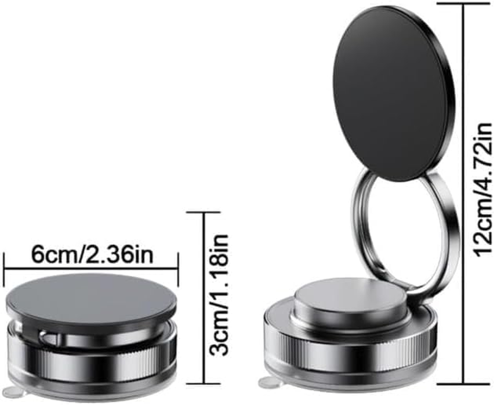 Gadget Garage Magnetic Phone Holder &ndash; 360&deg; Adjustable, Vacuum Suction Mount, Dual-Axis Rotation, Universal Compatibility (Black) image number 4
