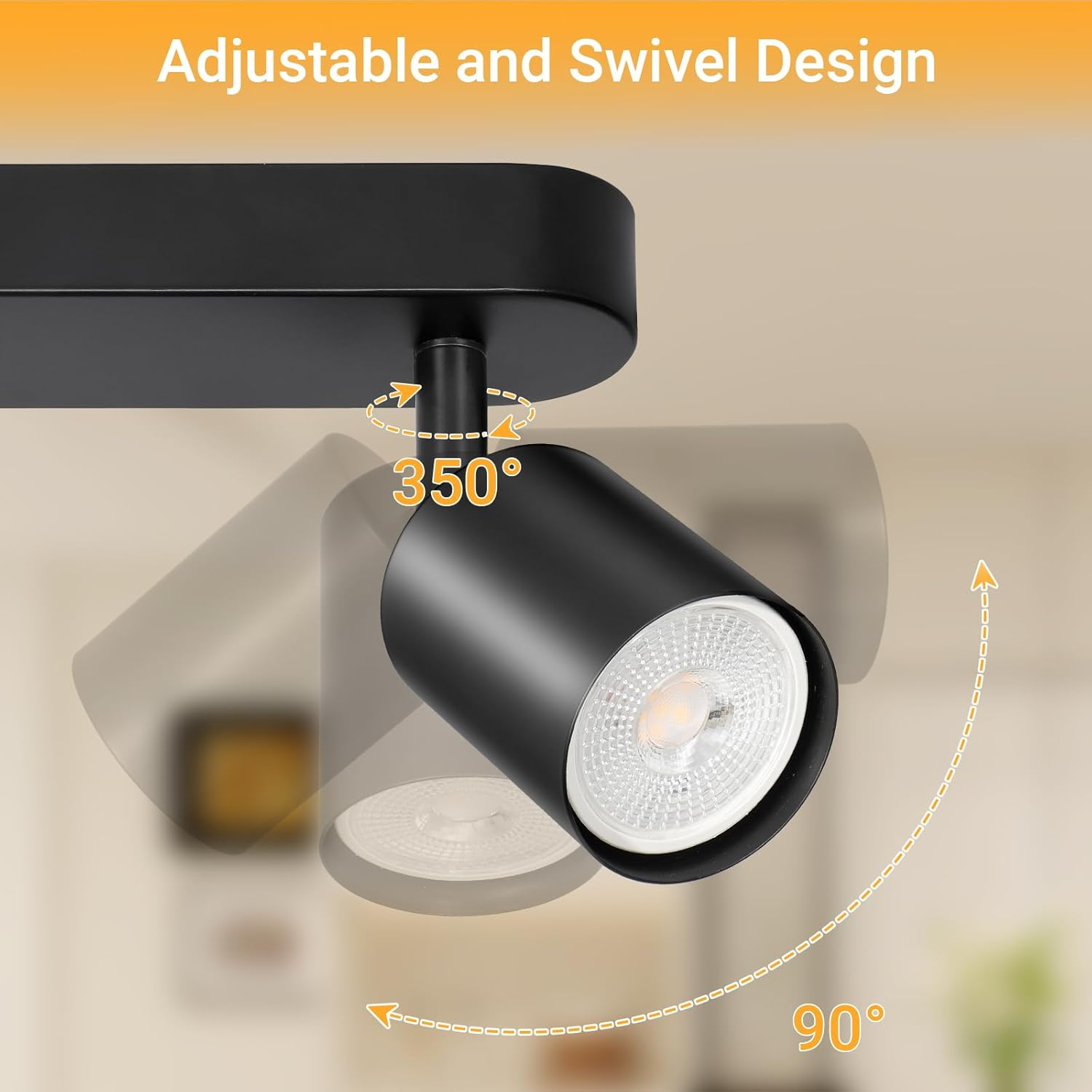 Dehobo GU10 Adjustable Ceiling Spotlight &ndash; 3 Spots LED Ceiling Light &ndash; Black &ndash; Modern LED Interior Ceiling Light for Kitchen, Living Room, Bedroom, without Bulb image number 5