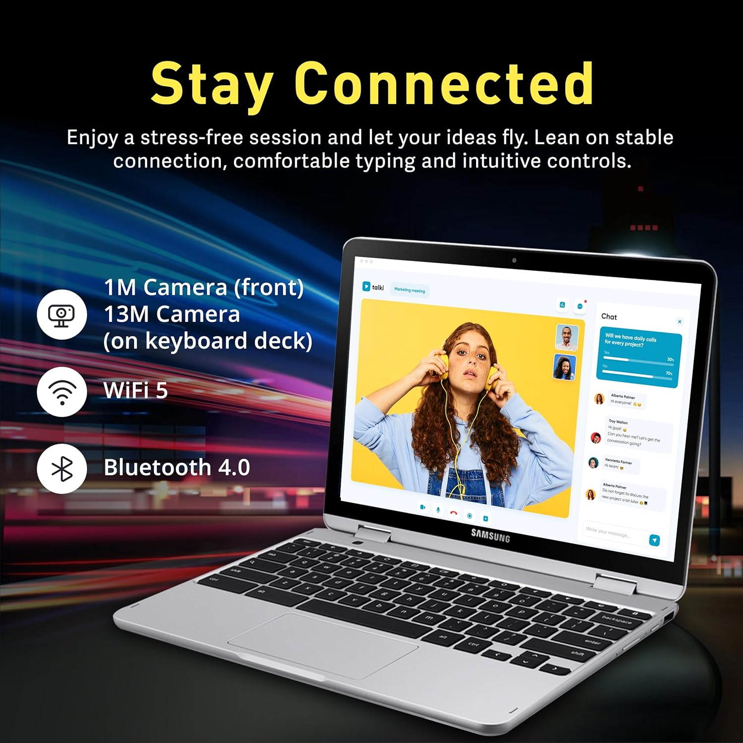 SAMSUNG 12.2" FHD 2-In-1 Touchscreen Chromebook plus Laptop for Business&Students, Intel Dual-Core, 4GB RAM, 224GB Storage(64Gb Emmc+160Gb Docking Station Set), Stylus Pen, Wireless Mouse, Silver image number 6