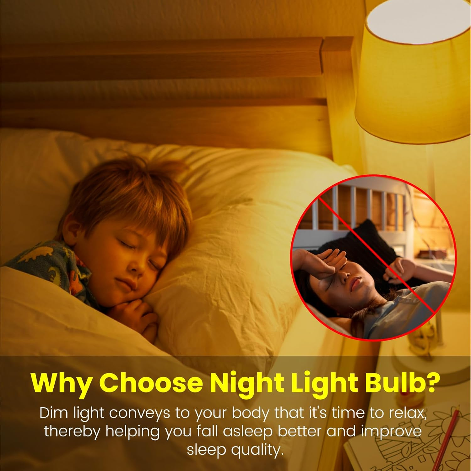 Lamptobe A19 E27 LED Light Bulb, 9W 600LM Full Bright Mode & 0.8W 60LM Night Light Mode, Energy Saving E27 LED Bulb for Home Lighting - 3000K Warm White - Pack of 2 image number 2