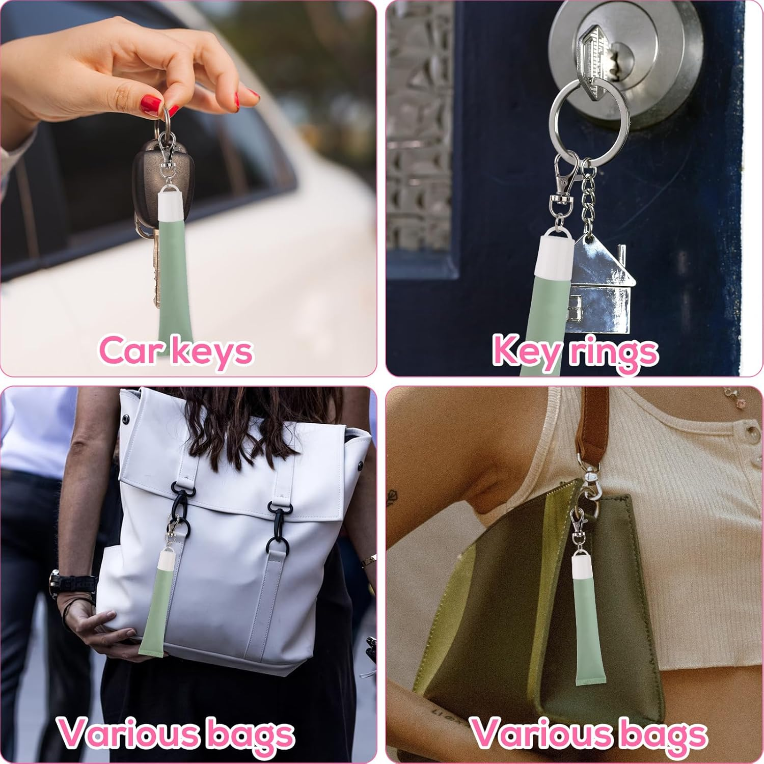 4Pcs Lip Balm Keychain Caps for Summer Fridays 0.5 Oz, Creative Lipgloss Holder Keychains Practical Portable Lip Gloss Replacement Caps (White) image number 5