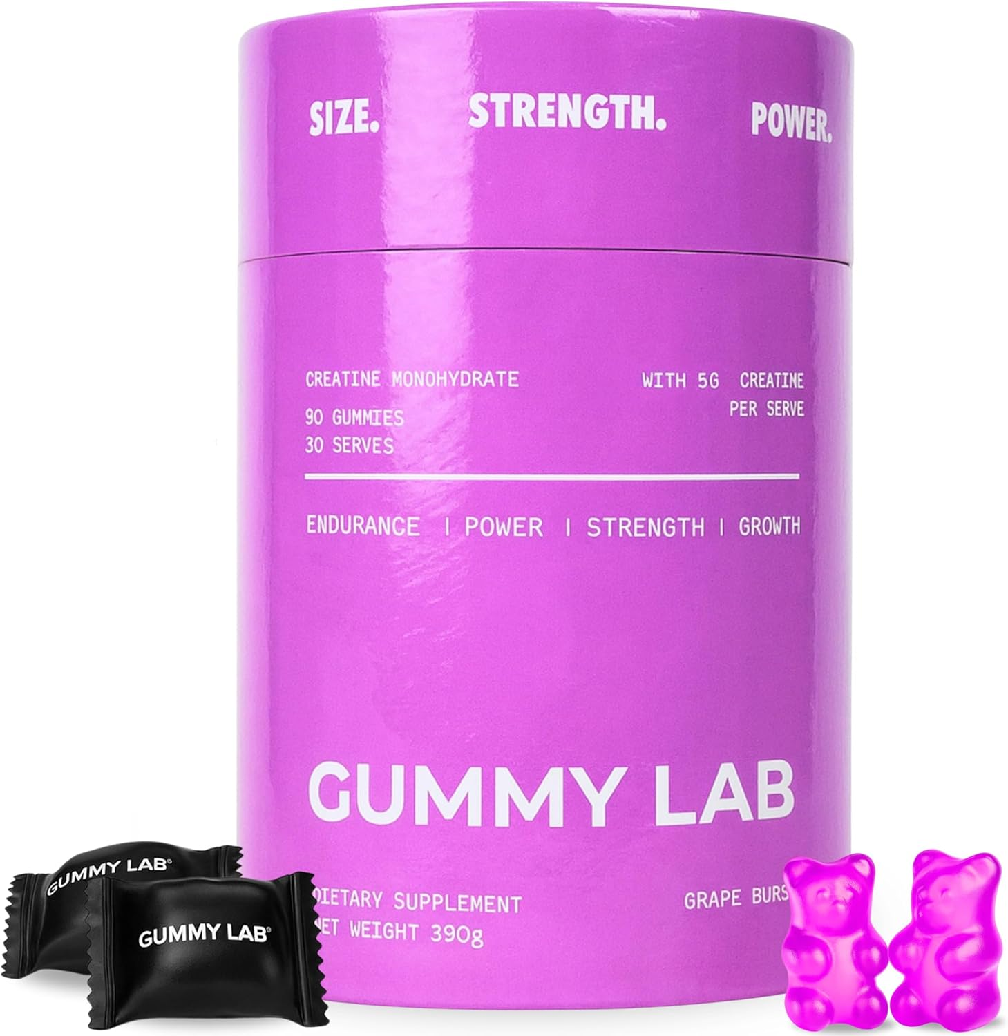 Creatine Monohydrate 5G Gummies Grape Flavour for Muscle Endurance, Growth and Power | Convenient Pre-Workout Supplement, 5000Mg per Serve, 90 Individually Wrapped Pieces, 30 Serves - the Gummy Lab image number 6