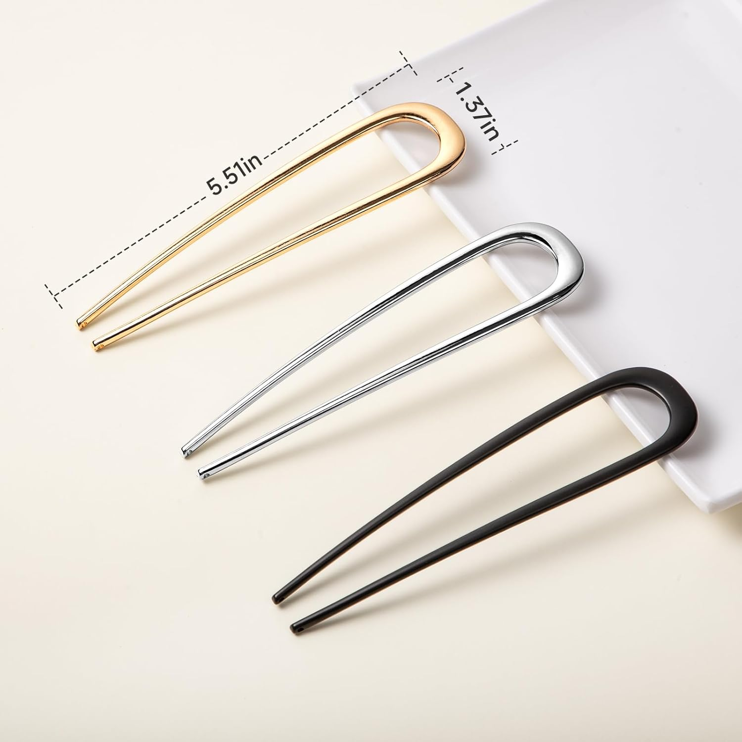 3 PCS French Hair Pins for Women - French Twist and Buns, Elegant Gold Hair Accessories image number 3