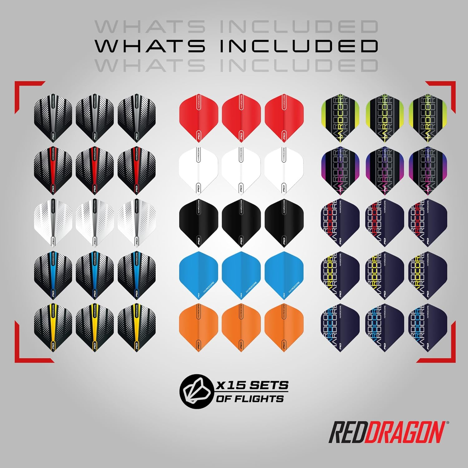 Red Dragon Darts 200-Piece Accessory Pack: Flights, Stems, Sharpener, Grip Wax, Checkout Card image number 2