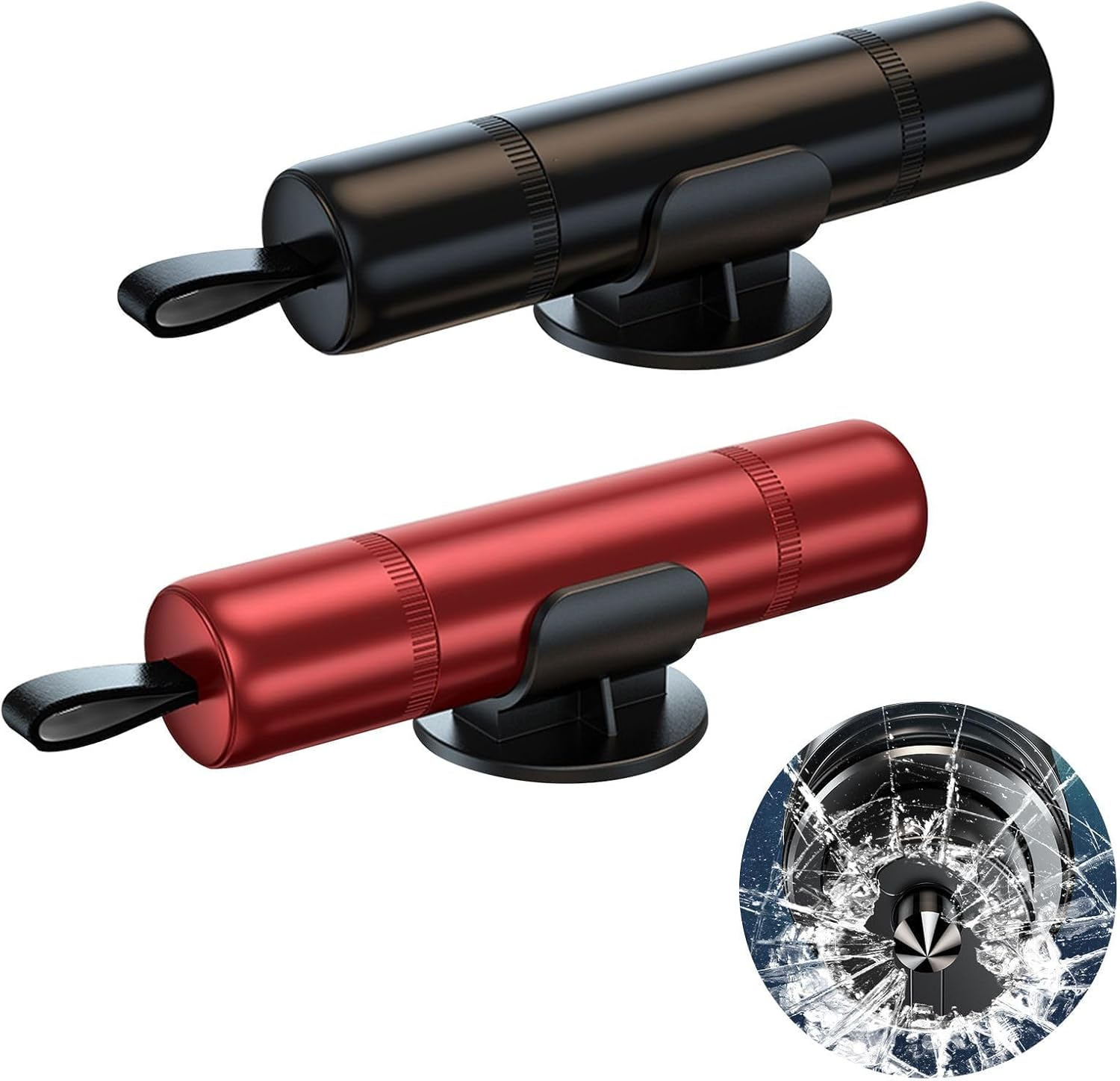 DALAETUS 2 Pcs Emergency Car Window Breaker with 2 Holders- 2-In-1 Window Breaker and Seat Belt Cutter for Car Safety, Car Safety Hammer, Red and Black image number 2