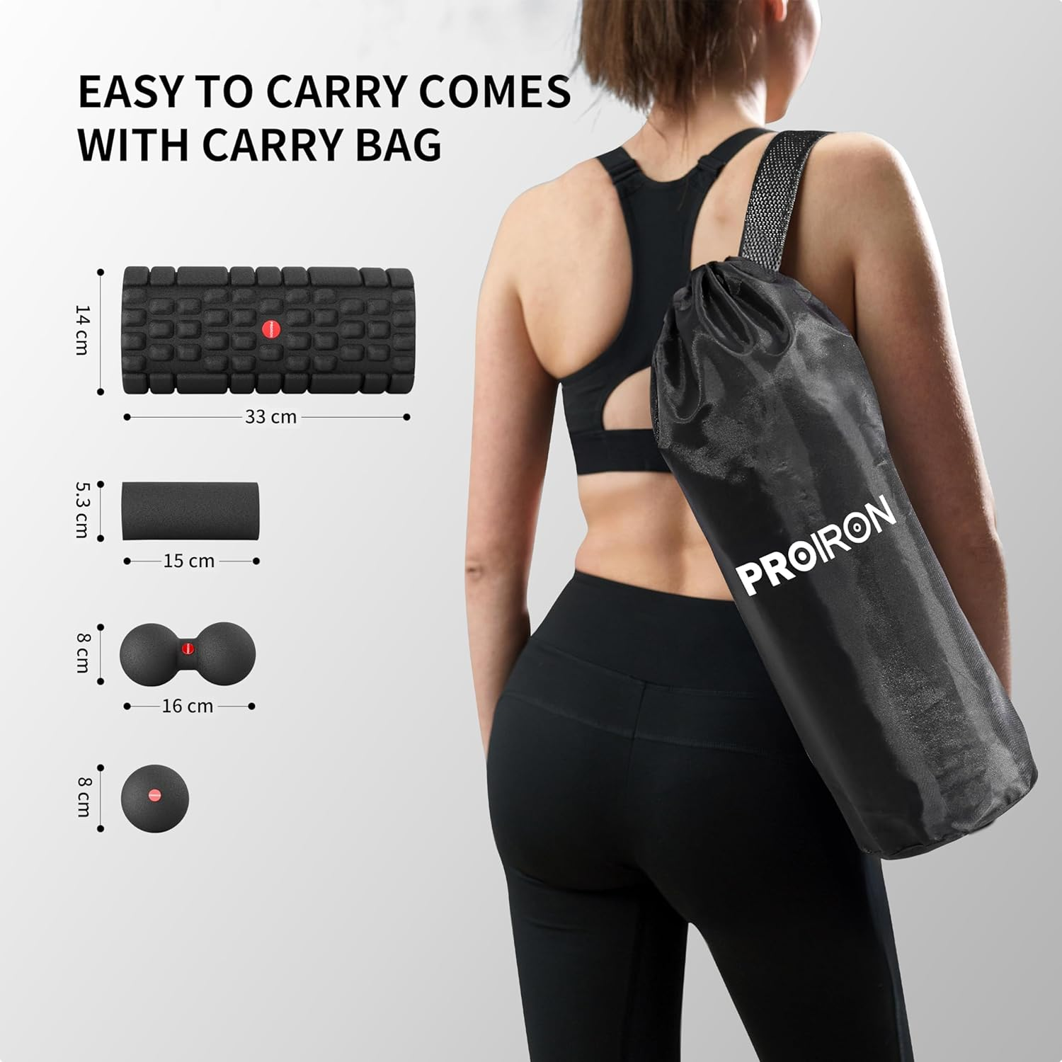 PROIRON 5 in 1 Foam Roller Set for Deep Tissue EPP Muscle Massage, Trigger Point Fitness Exercise Patented Foam Roller, Massage Roller, Massage Ball, Peanut Massage Ball,Mini Rolle for Whole Body Release(Black) image number 5