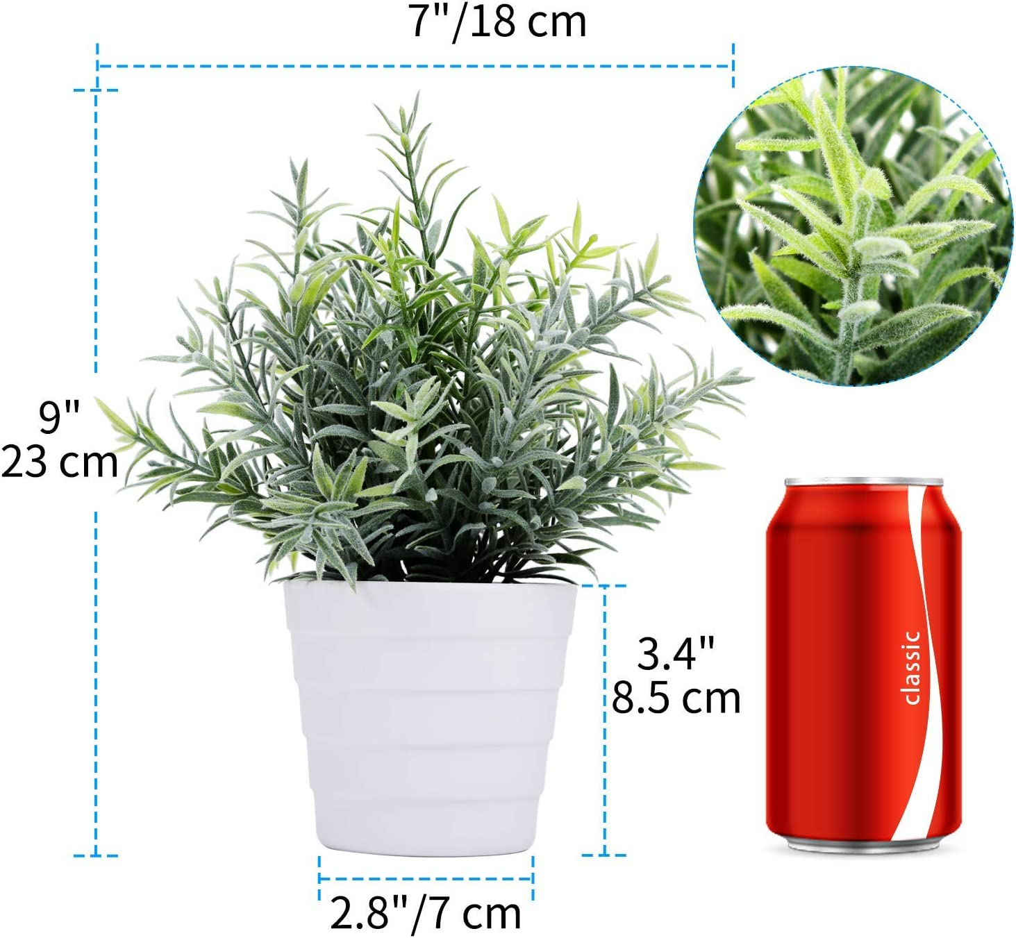 Meneco Artificial Plant for Decor - Small Faux Plant Potted Indoor Plant Artificial Potted Plant Decor for Home and Office (Rosemary Green)