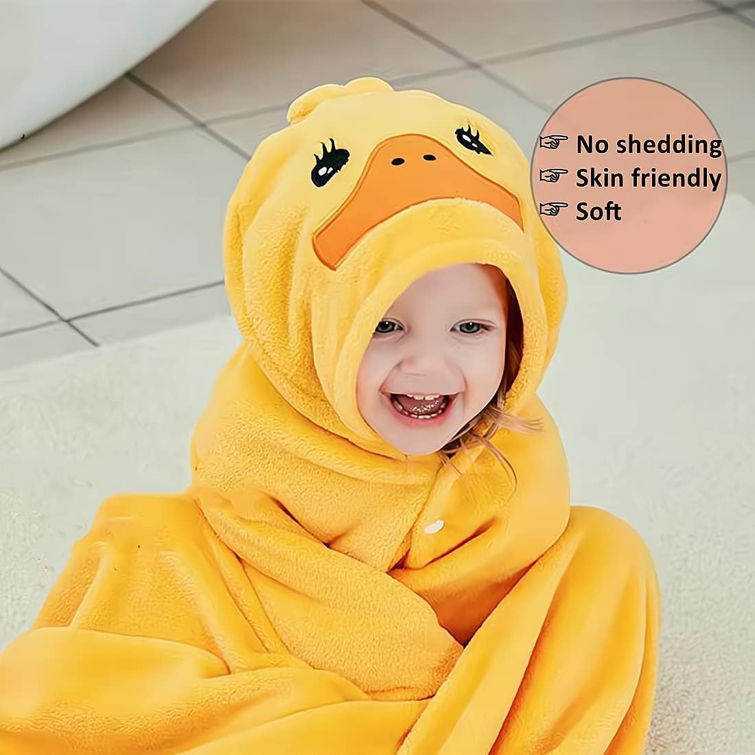Baby Bath Towel, Soft Baby Hooded Towel with Unique Design, Highly Absorbent Bathrobe Blanket Toddler Bathrobes Wrap Toddlers Shower Gifts for Boys Girls(27.5" X 55") image number 1