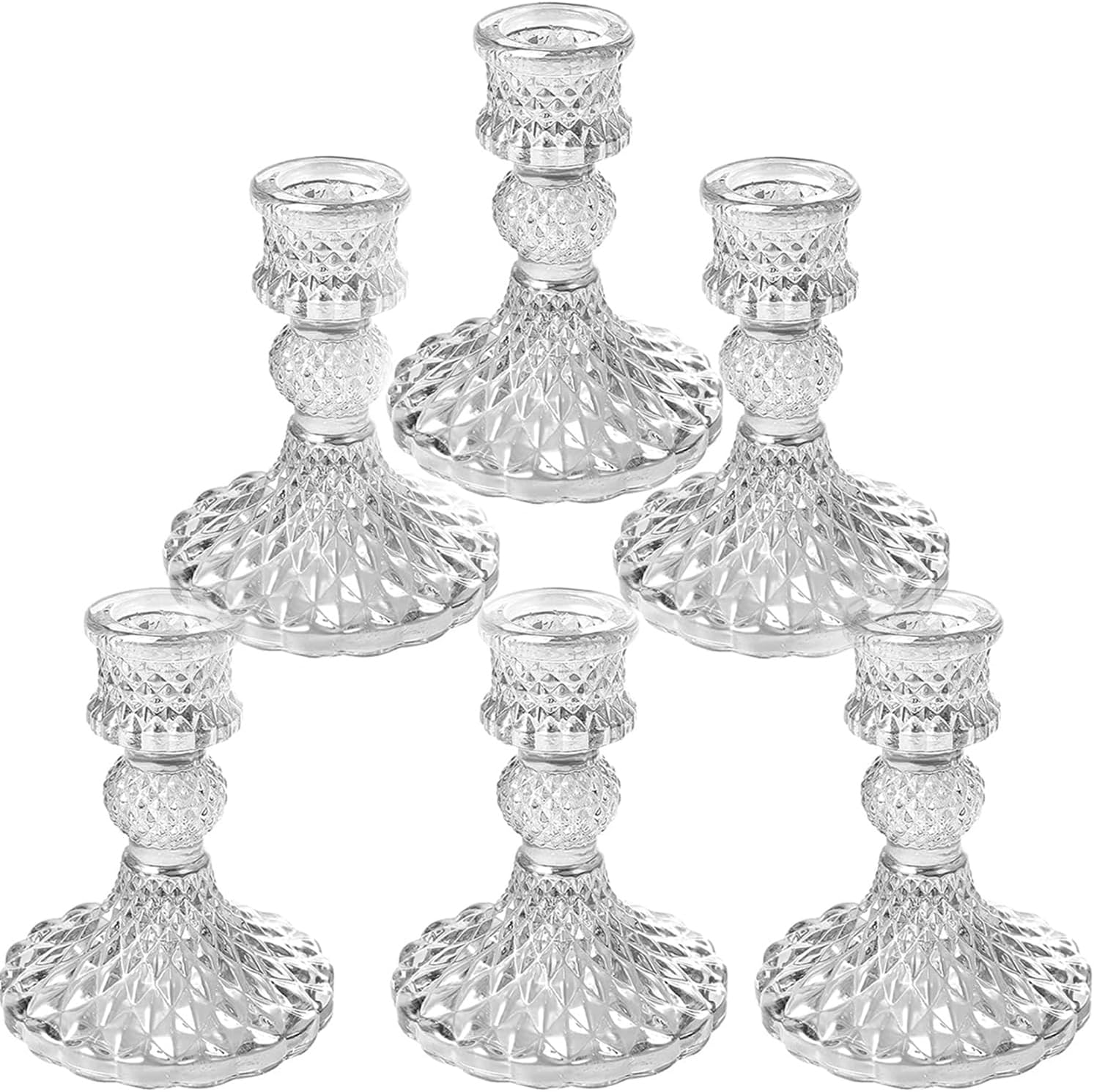 Crystal Candle Holders Set of 3, Tea Light Candle Holders, Glass Votive Candlestick Holders for Home Decoration for Wedding, 6X5Cm-8X5Cm-10X5Cm (Excluding Candles) (3 Pack Crystal)