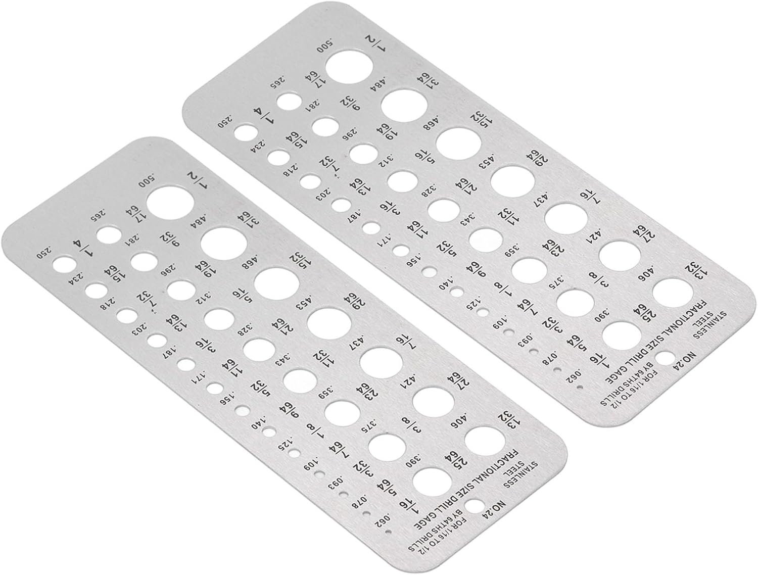 2 Pcs Drill Bit Gauge, 29 Hole Metric Imperial Stainless Steel Drill Bit Size Checker Plate Measuring Tool, 1/16-1/2In Index Metal Drill Size Tool for Mechanics image number 6