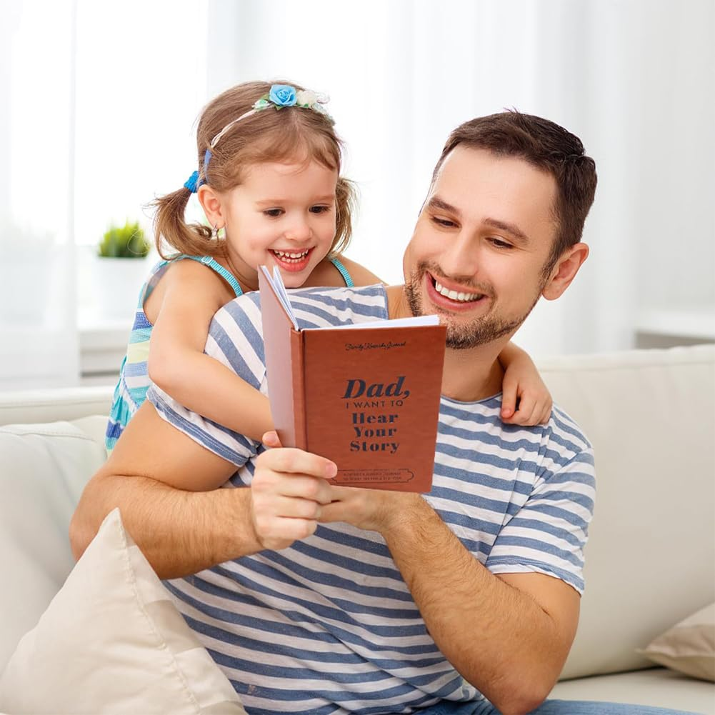 Geli I Want to Hear Your Story, a Father'S or Mother Guided Journal Book to Share His/Her Life Story Journal, Dad/Mother Journal Book with Durable Leather Wrapped, Portable Journal School Supplies (Dad-Brown) image number 6