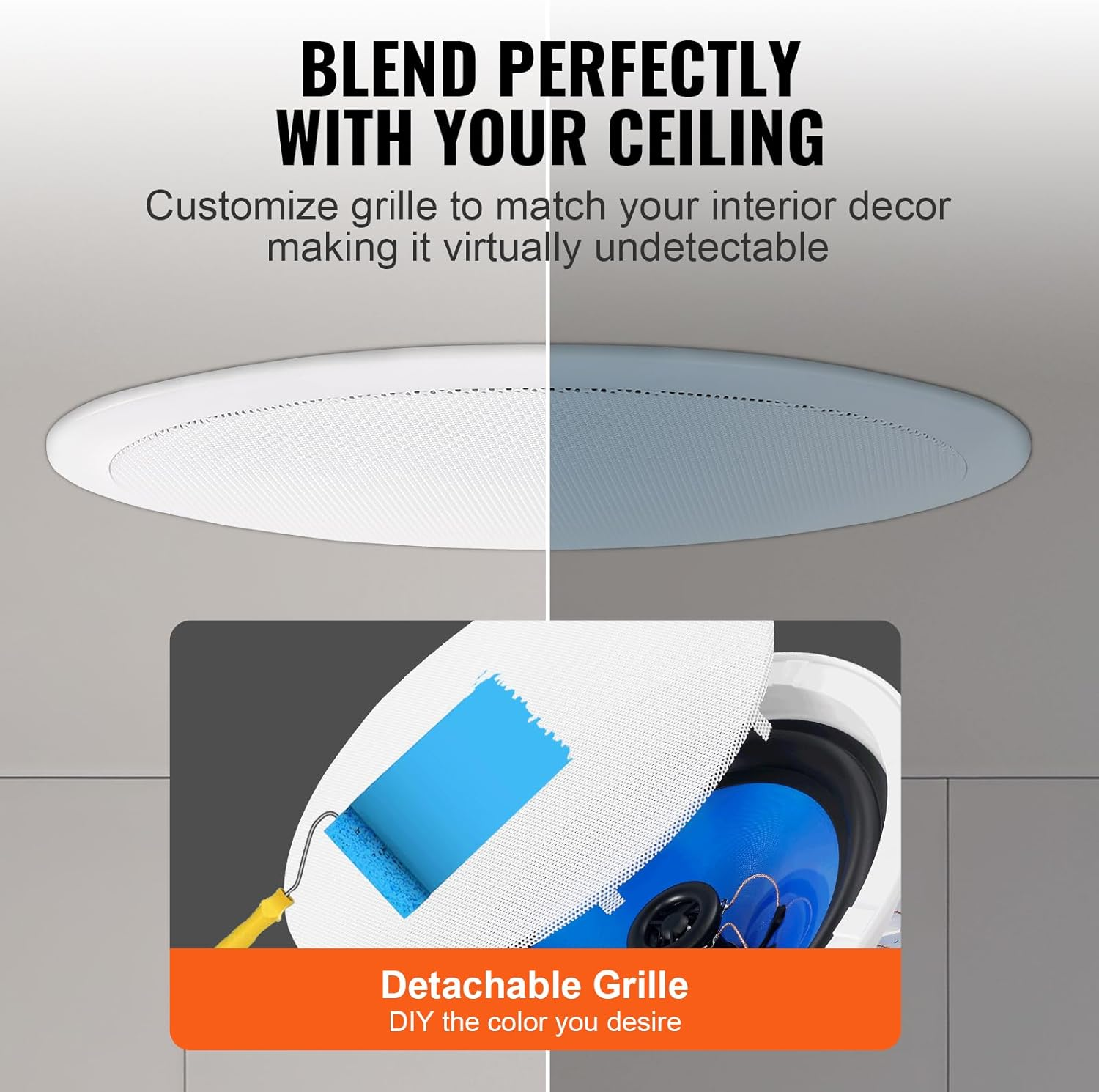 VEVOR 2 Pcs 8 Inch in Ceiling Speakers, 50-Watts, Flush Mount Ceiling & In-Wall Speakers System with 8&Omega;impedance 89Db Sensitivity, for Home Kitchen Living Room Bedroom or Covered Outdoor Porches image number 2