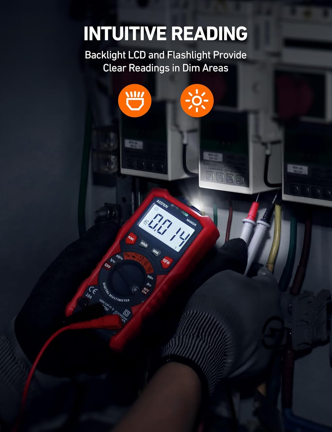 Astroai Multimeter Tester, TRMS 4000 Counts Volt Meter Auto-Ranging Ohmmeter Digital 1.5V/9V/12V Battery Voltage Tester Measure Voltage Current Resistance Diodes Continuity Capacitance with NCV image number 2