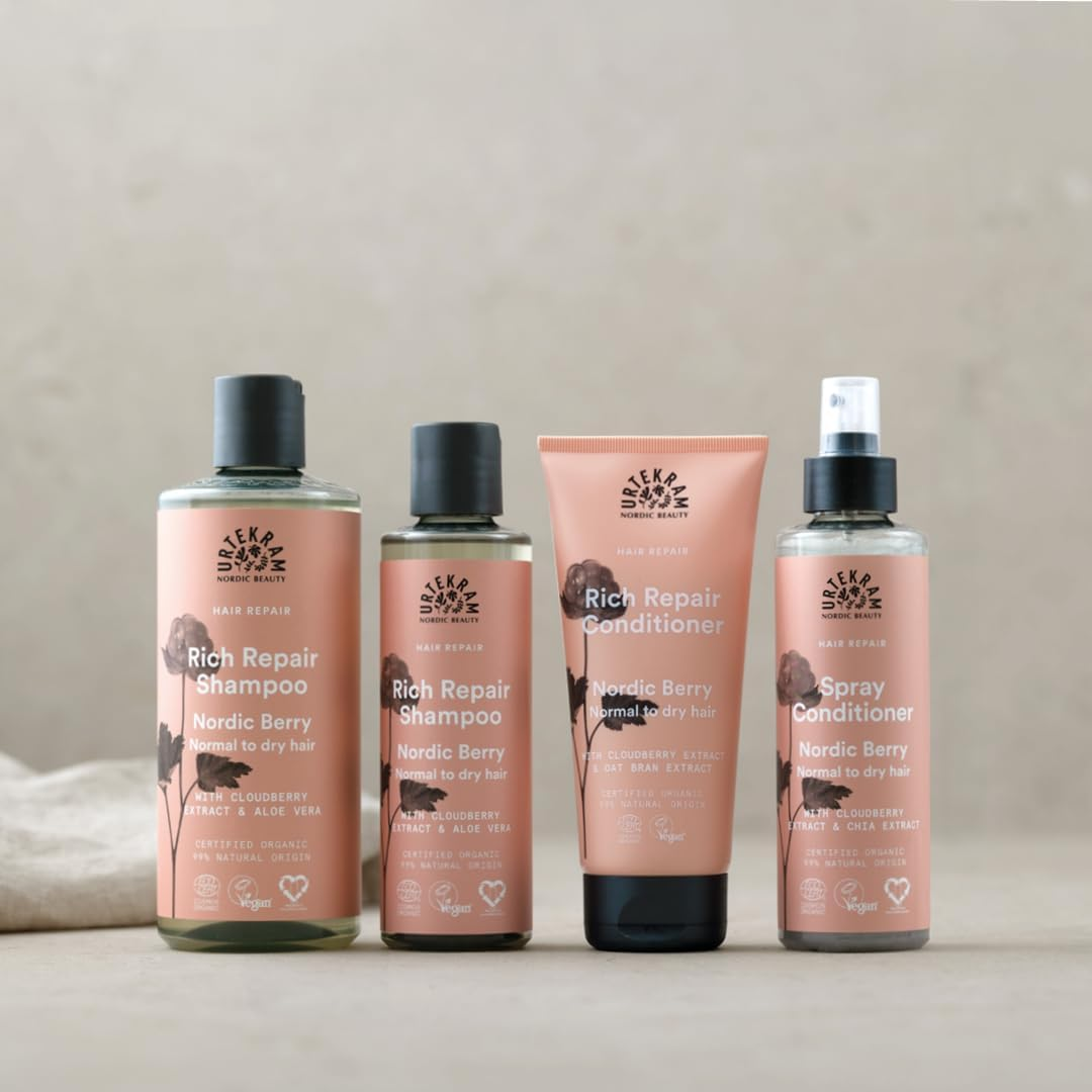 Urtekram Nordic Berry Rich Repair Conditioner with Cloudberry, Oat Oil & Aloe Vera - Moisturising & Repairing for Normal to Dry Hair - Vegan & Natural - 180 Ml image number 2