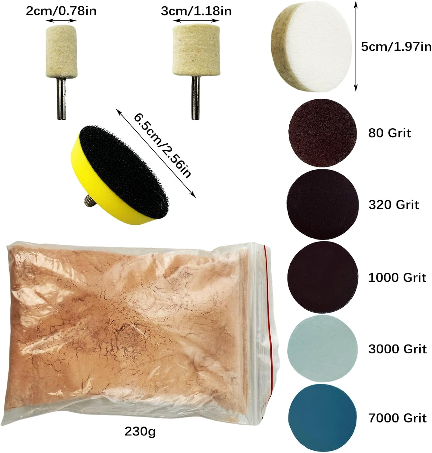 Cerium Oxide Scratch Removal Set, Window Windscreen Scratch Repair Kit Car Windscreen Glass Scratch Remover for Windscreen and Glass Repair (34 PCS) image number 4