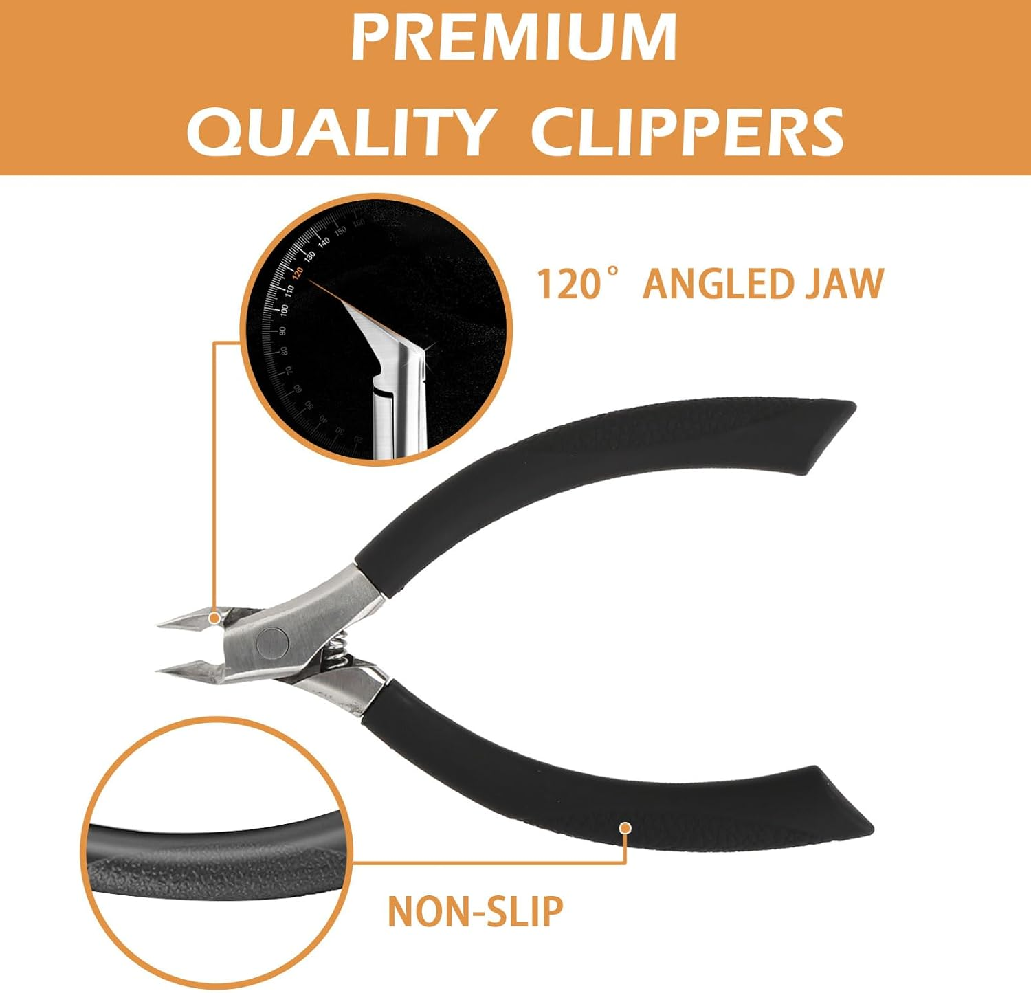 Teccfly Ingrown Nail Clippers for Ingrown Toenail Prevention,Precision Thick Toenail Clipper for Ingrown and Curly Nails, Straight Blade Nail Clippers with Ergonomic Handle,Toenail Clippers for Seniors Adults Men and Women image number 2