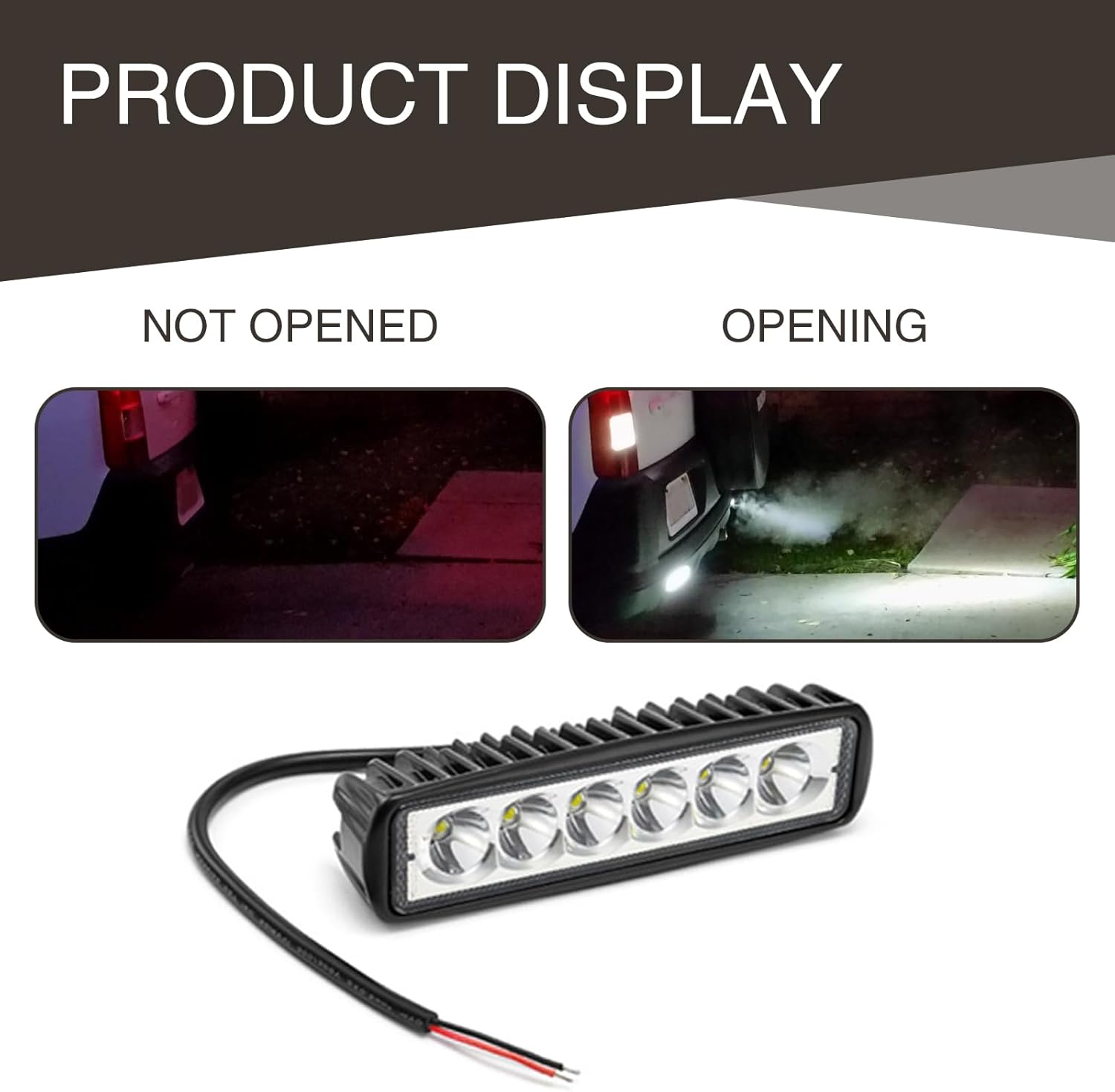 Fluher 2 PCS Car LED Daytime Running Light, 12V 18W 6000K 1200LM IP67 Waterproof Vehicle Auxiliary Light, Cars, Motorcycles, Off-Road Vehicles, Trucks, Forklifts, Boats General (White) image number 4