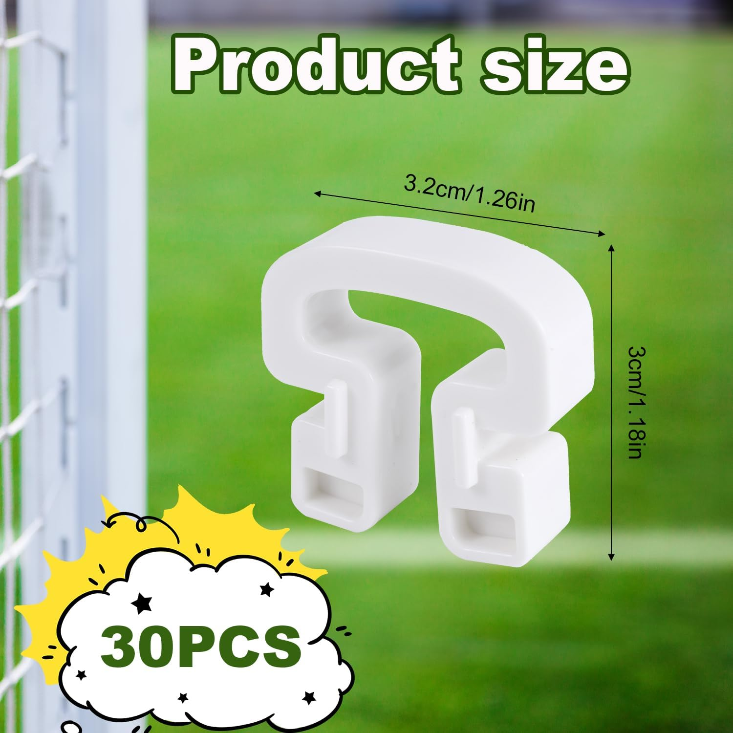 30Pcs Soccer Net Clips, 1.26X1.18 Inch ABS Net Connection Clips Net Lock Clip Soccer Goal Net Repair Replacement Attachment for Playground Stadium Sport Training Equipment Accessories image number 2