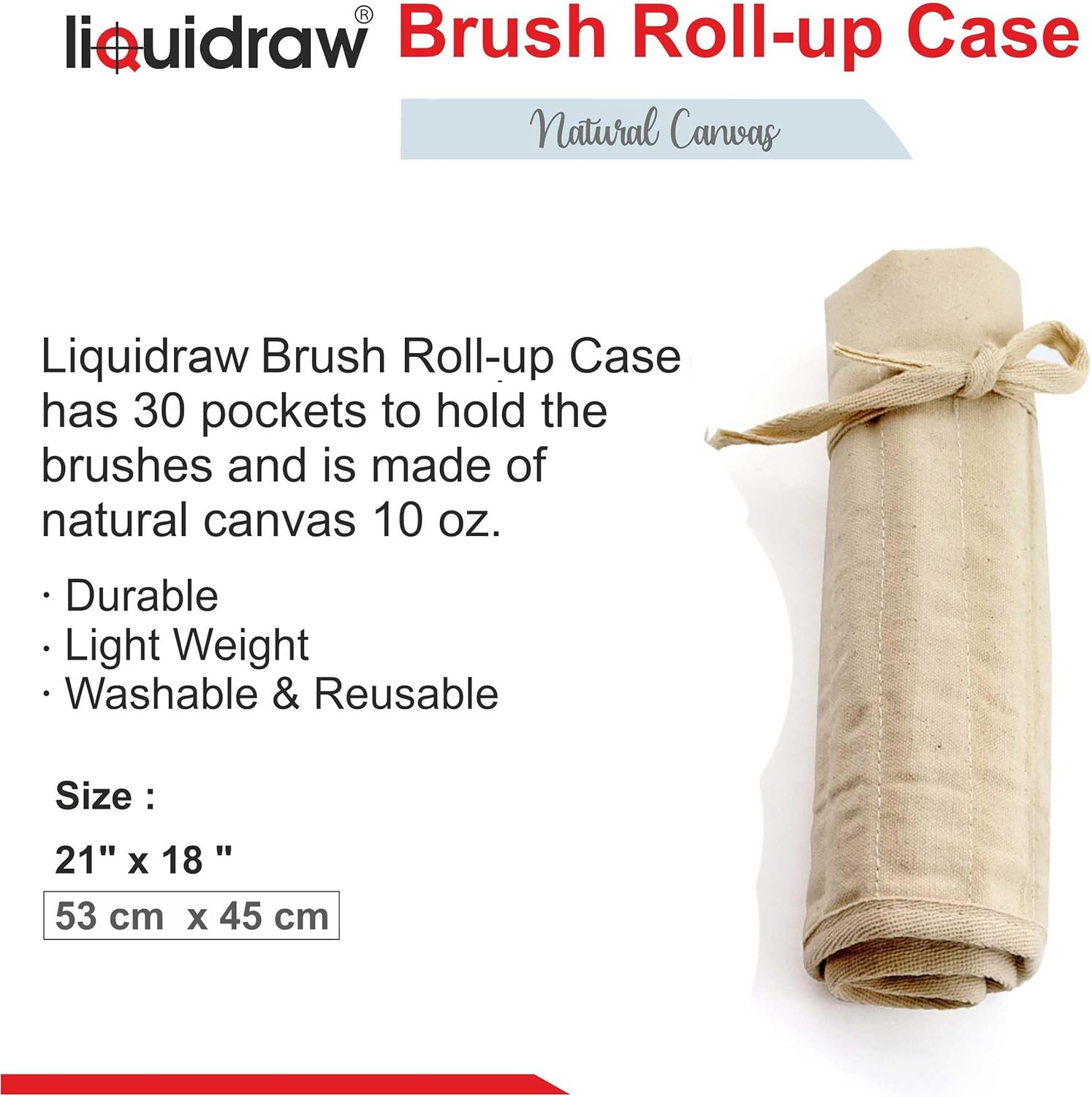 Liquidraw Paint Brush Holder Roll up Brush Bag 30 Pocket Case Storage Pouch Make up Brush Case - Brown image number 3