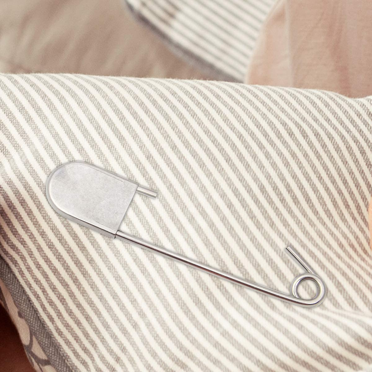 Tool Gadget Large Safety Pins, 5 Inch Safety Pins, 10 PCS Stainless Steel Safety Pins Large, Silver Huge Strong XL Safety Pins, Extra Large Laundry Pins for Blankets, Heavy Laundry, Upholstery(5") image number 1