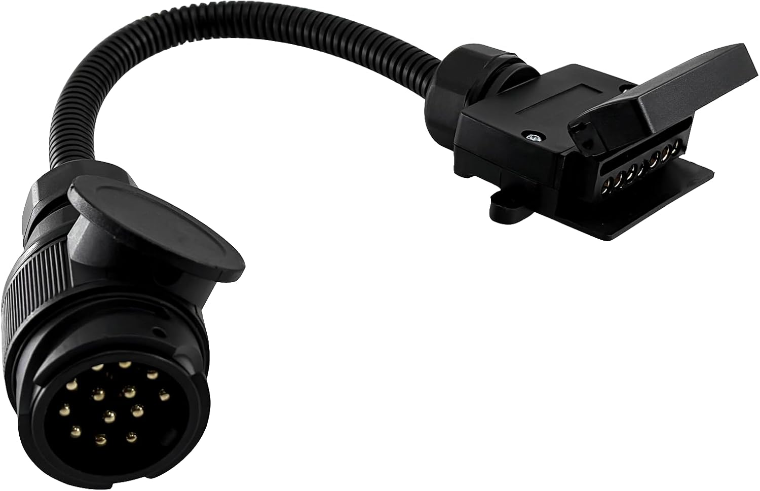 Trailer Adapter 13 Pin round Plug to 7 Pin Flat Socket, 12V EU-AU Spec Trailer Light Adapter, 35Cm Extra-Length Waterproof Connector Cable for RV Truck Caravan Utility Tow Vehicles image number 1