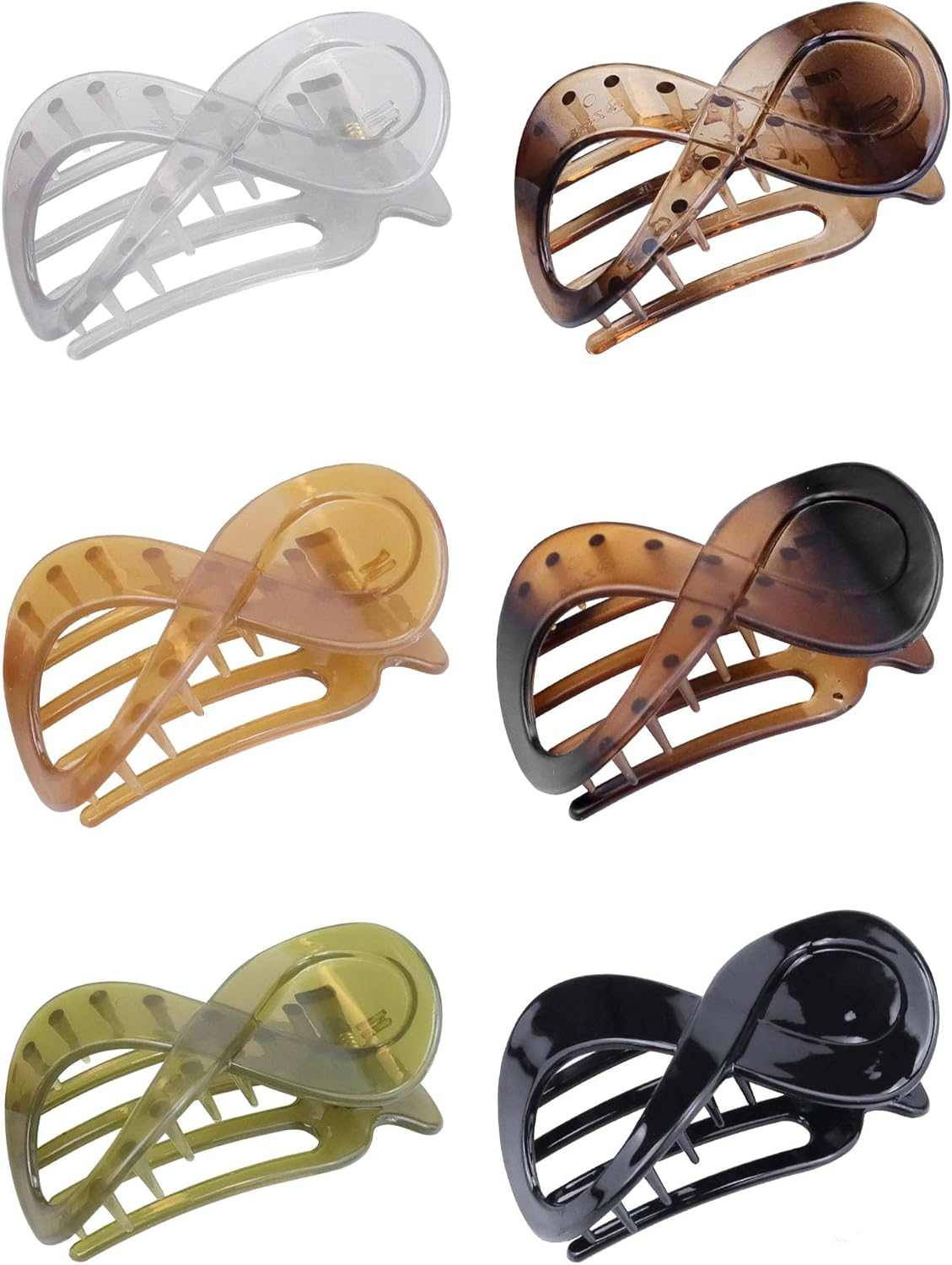 Kavya Hair Clips 6 Pcs Claw Clips for Thick Hair, Non-Slip Hair Claw Clips French Style Hair Claws Hair Accessories for Women (Glossy)