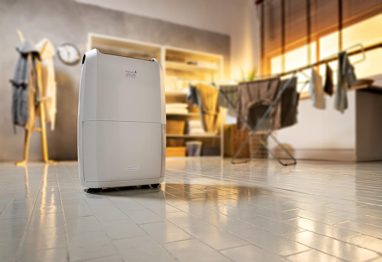 De'Longhi Tasciugo Ariadry Pure 21L Dehumidifier DDSX220WF, 2 in 1 Dehumidifier and Air Purifier for Moisture Control, Wi-Fi Connectivity, Laundry Function, 4-Action Filtration System, White image number 4