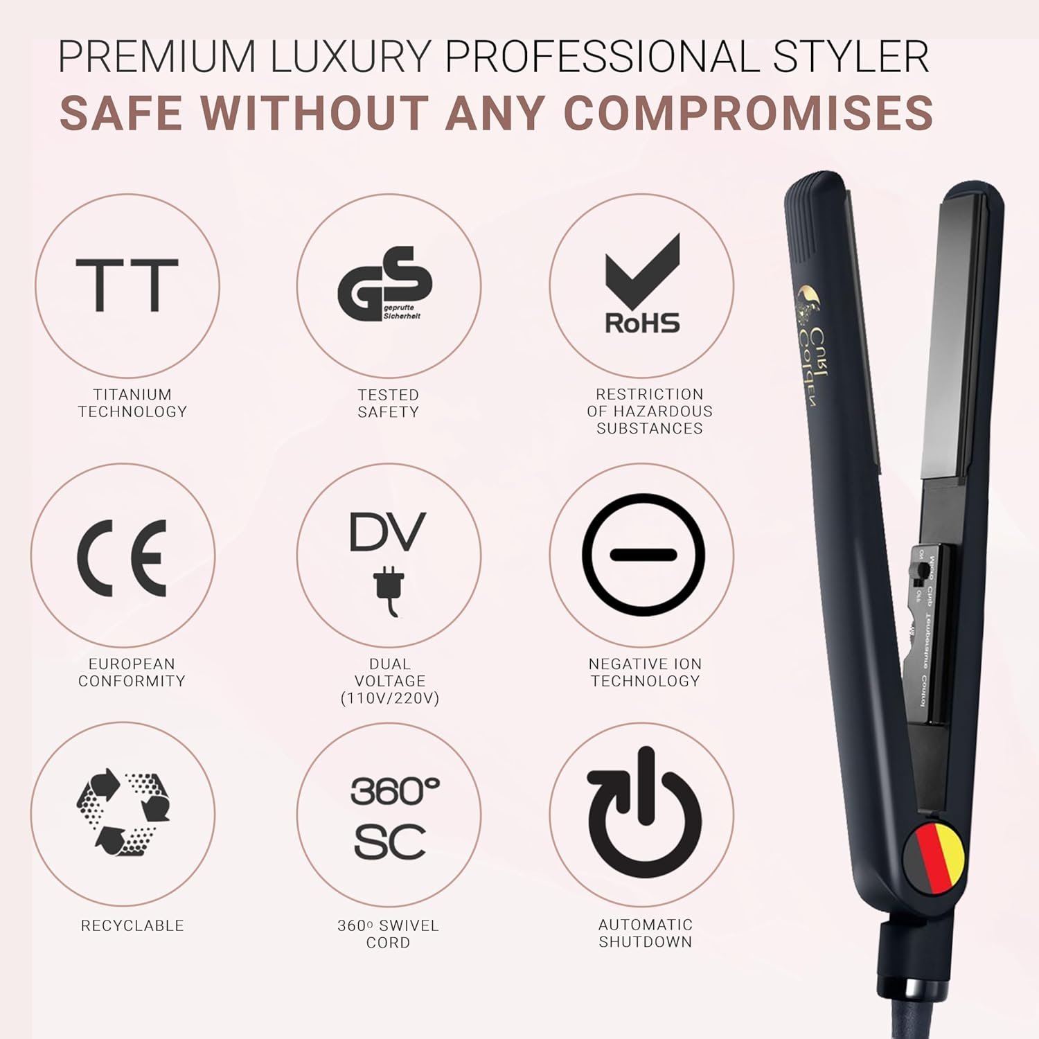 Hair Straightener Curls and Straighteners - Hair Styling Device with Ion Technology - Hair Straightener Straightener Hair Styler with Accessories (Germany) image number 1
