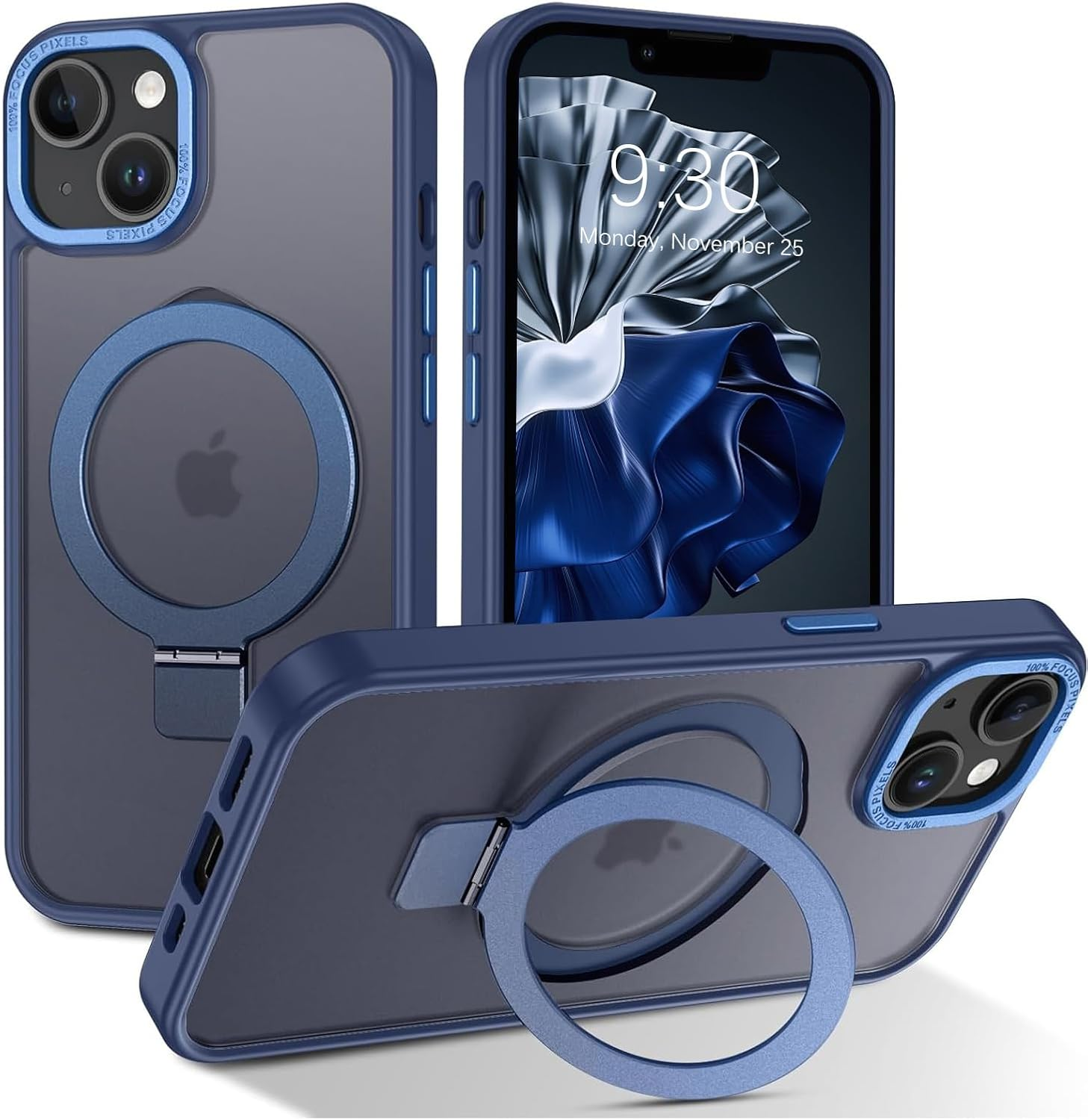 ROUMAYMAY Magnetic Case for Iphone 17 with Stand, Foldable Ring Holder, Kickstand [Compatible with Magsafe], Slim Transluscent Protective Case for Iphone 17 2025, Clear