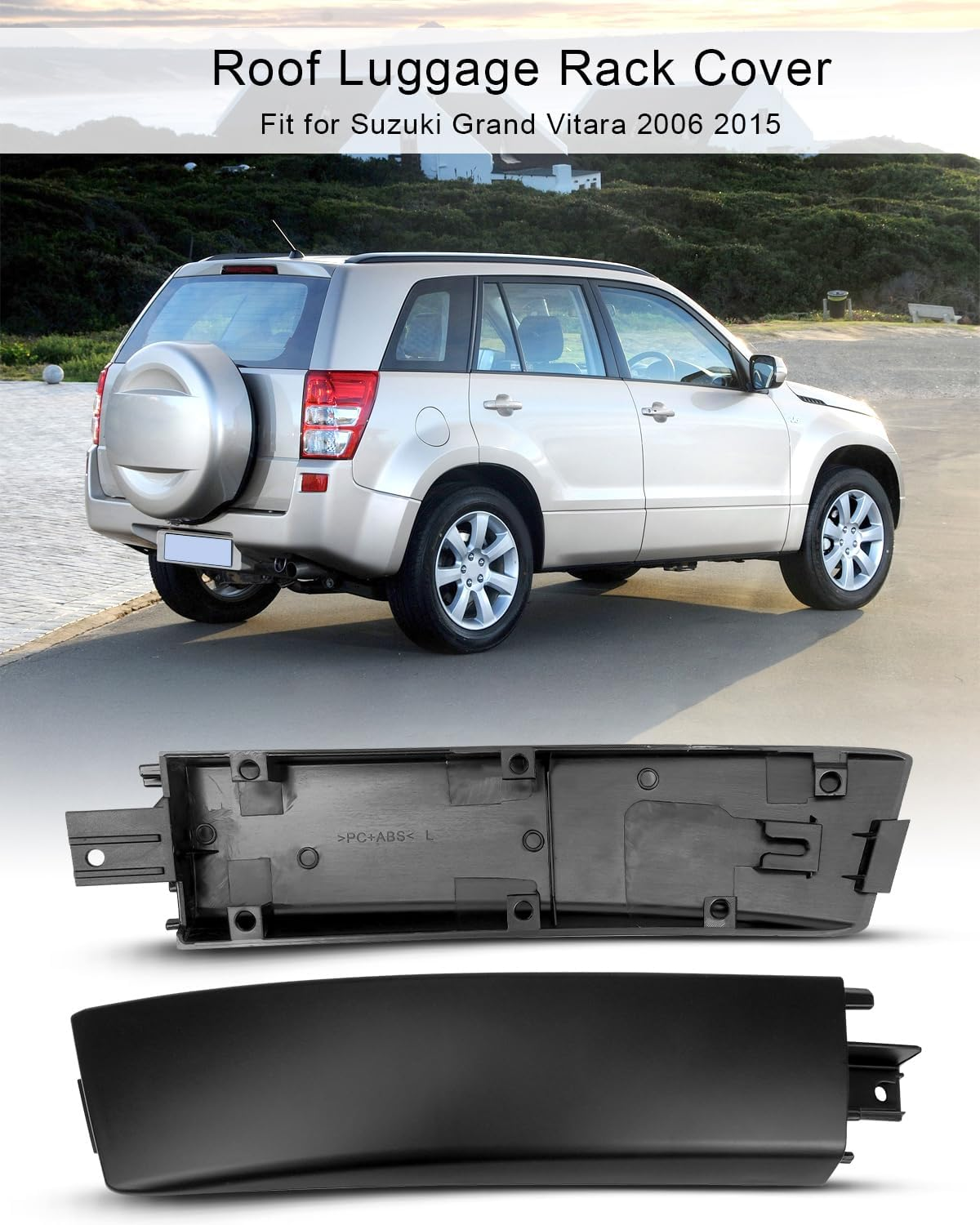 Roof Rack Cap Compatible with Suzuki Grand Vitara 2006-2015, Roof Luggage Protection Cover Replace 78225-65J10-5PK 78215-65J10-5PK, Front Left and Right, 1Pair