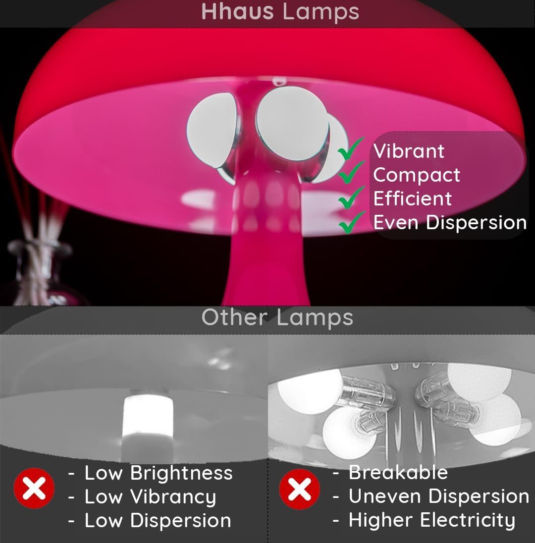 Funky LED Lamp (Pink) | Cute Girls Night Light | Timer Function | Remote Controlled | USB Powered Desk Lamp | Vibrant Decor Lighting | Relaxing Bedside Lamp | Mood Lighting | Clean Design image number 4