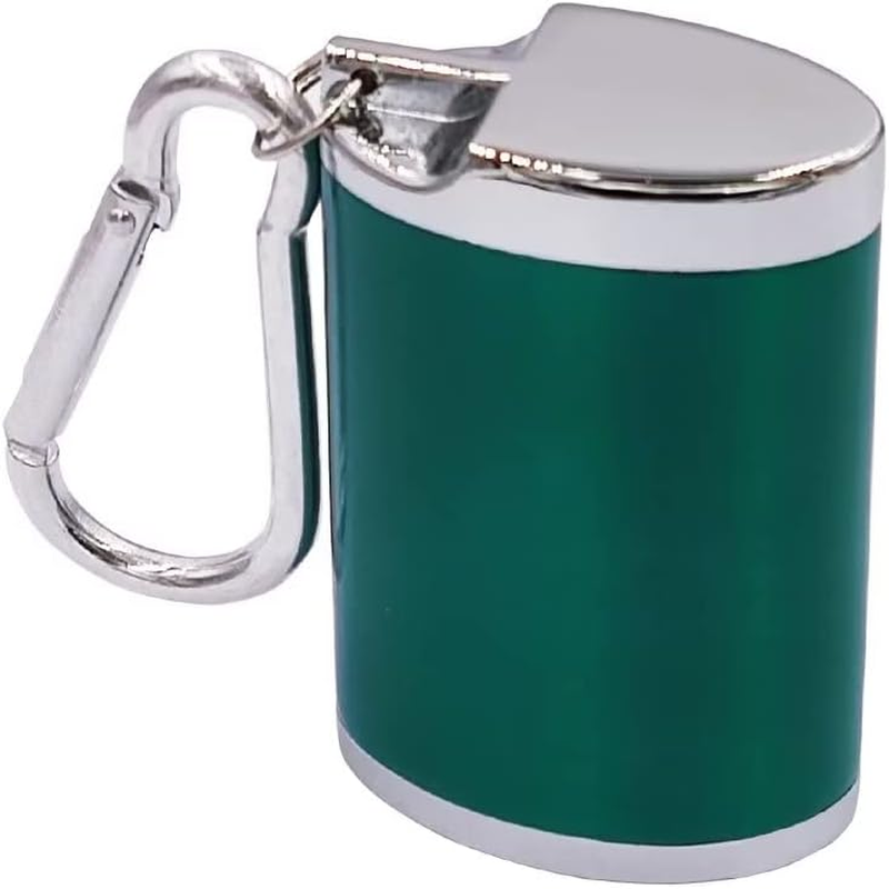 Hourwof Metal Portable Ashtray with Lid,Outdoor Pocket Ashtray for Cigarettes,Travel Ash Trays with Keychain,Oval Silver