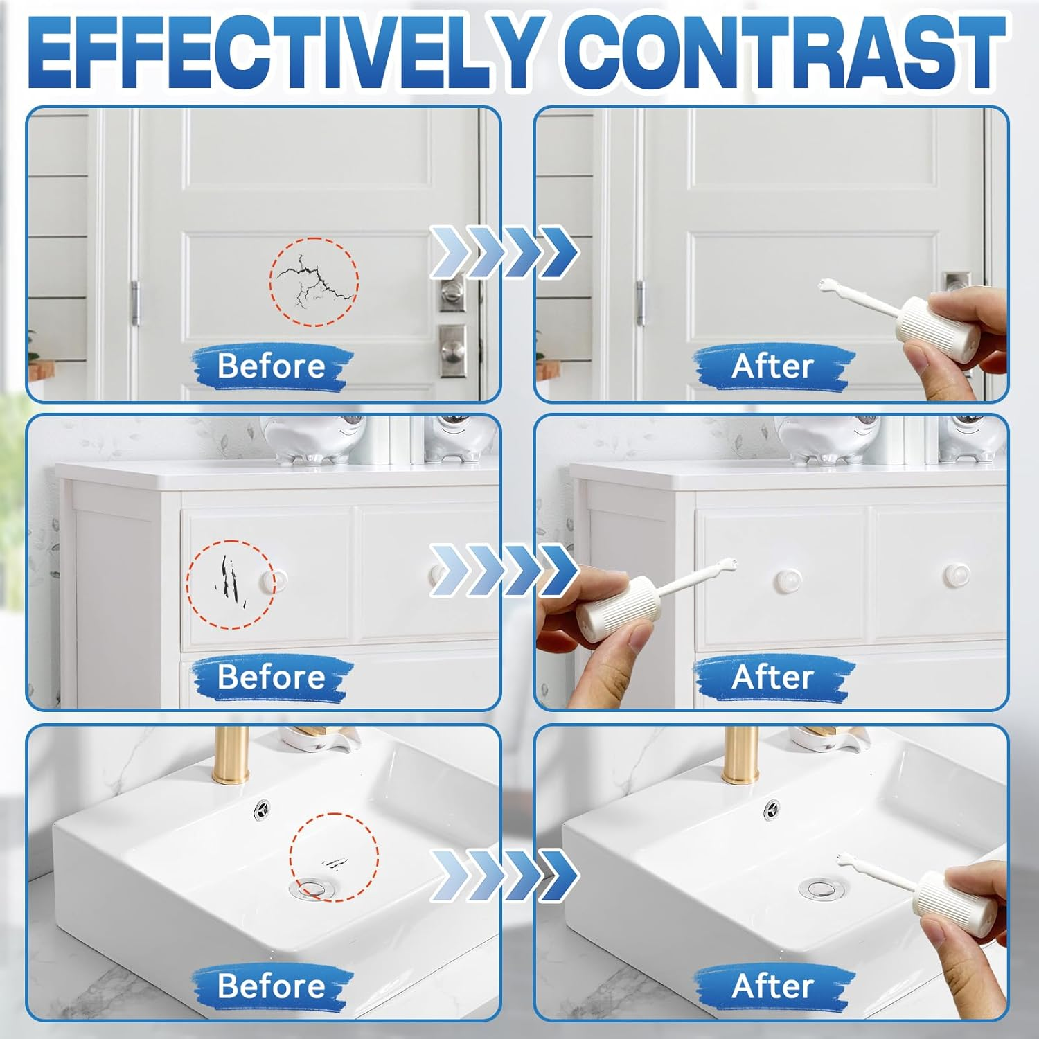 White Touch up Paint, 2Pack Semi Gloss White Wall Paints, Appliance Kitchen Cabinet Bathtub Paints for Wall, Multi Surface Touch up Paint Pen, for Enamel Porcelain Door Furniture Chips Scratches image number 6