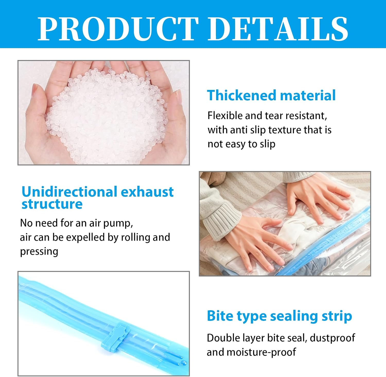 6-Pack Travel Space Saver Bags - 35X50Cm Compression Packing Organizers for Clothes, Comforters, and Towels - No Vacuum Needed, Roll-Up Compression Storage for Efficient Packing image number 1