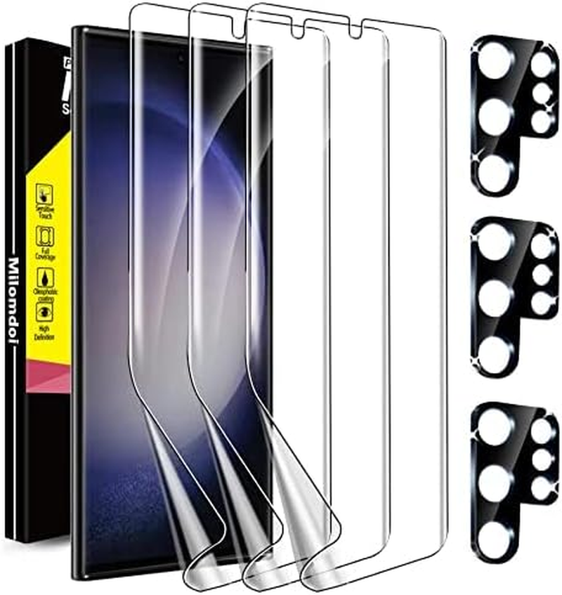 Milomdoi 3 Pack Screen Protector for Apple Iphone 11 Pro Max with 3 Pack Tempered Glass Camera Lens Protector, Ultra 9H Accessories, Case Friendly, Mounting Frame, 2.5D Curved, Transparent
