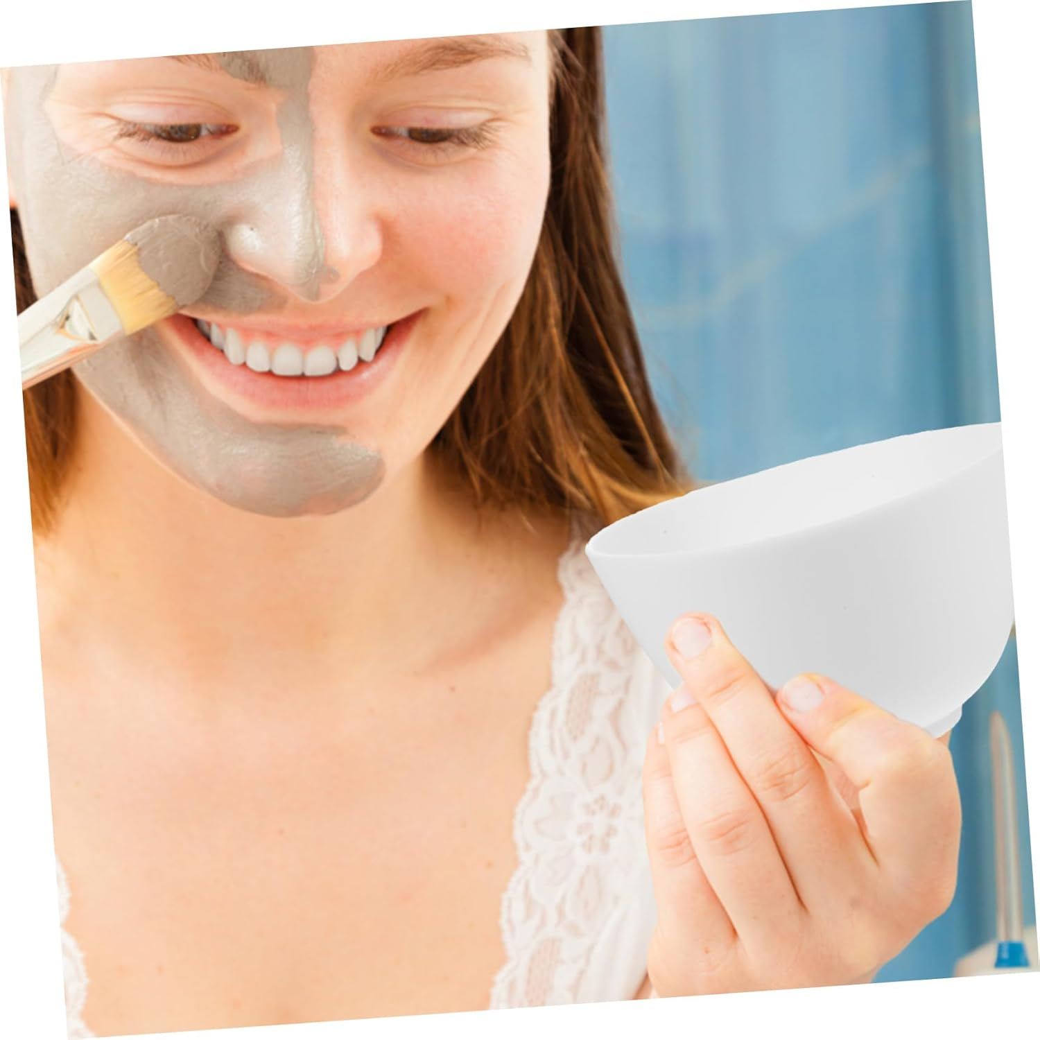 MERRYHAPY Silicone Bowl for Home Use Odorless Anti-Drop Mask Mixing Prep Measuring Bowl White Reusable for Facial Masks - Green image number 7