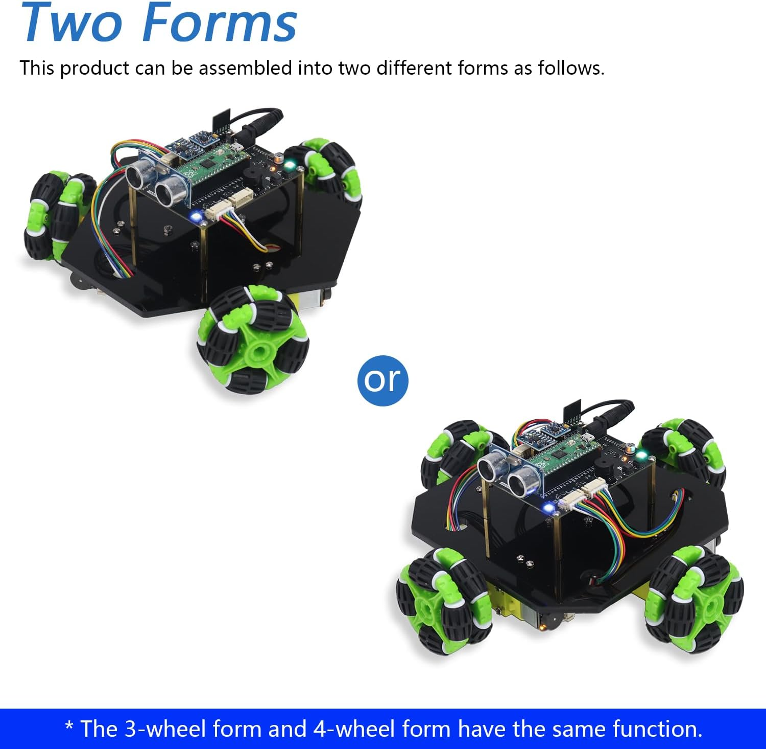 Freenove Omni Wheel Car Kit for Raspberry Pi Pico (Included), Dual-Core Arm Cortex-M0+ Microcontroller, 3 and 4 Wheel Forms, Accelerometer Module, Compass Module, Ultrasonic Distance Sensor