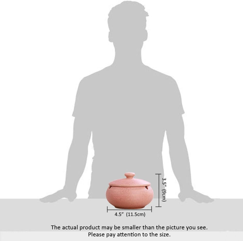 Lependor Ceramic Ashtray with Lids,Windproof,Cigarette Ashtray for Indoor or Outdoor Use，Ash Holder for Smokers,Desktop Smoking Ash Tray for Home Office Decoration - Pink - Black image number 5