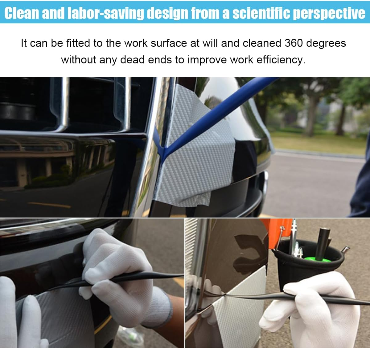 GLSOWEE 3PCS Car Micro Squeegee Curves Slot Tint Tool Set, Auto Vinyl Wrap Tool Kit, 3 in 1 Flexible Vinyl Applicator Tool with Different Hardness for Car Wrapping, Window Tinting image number 4