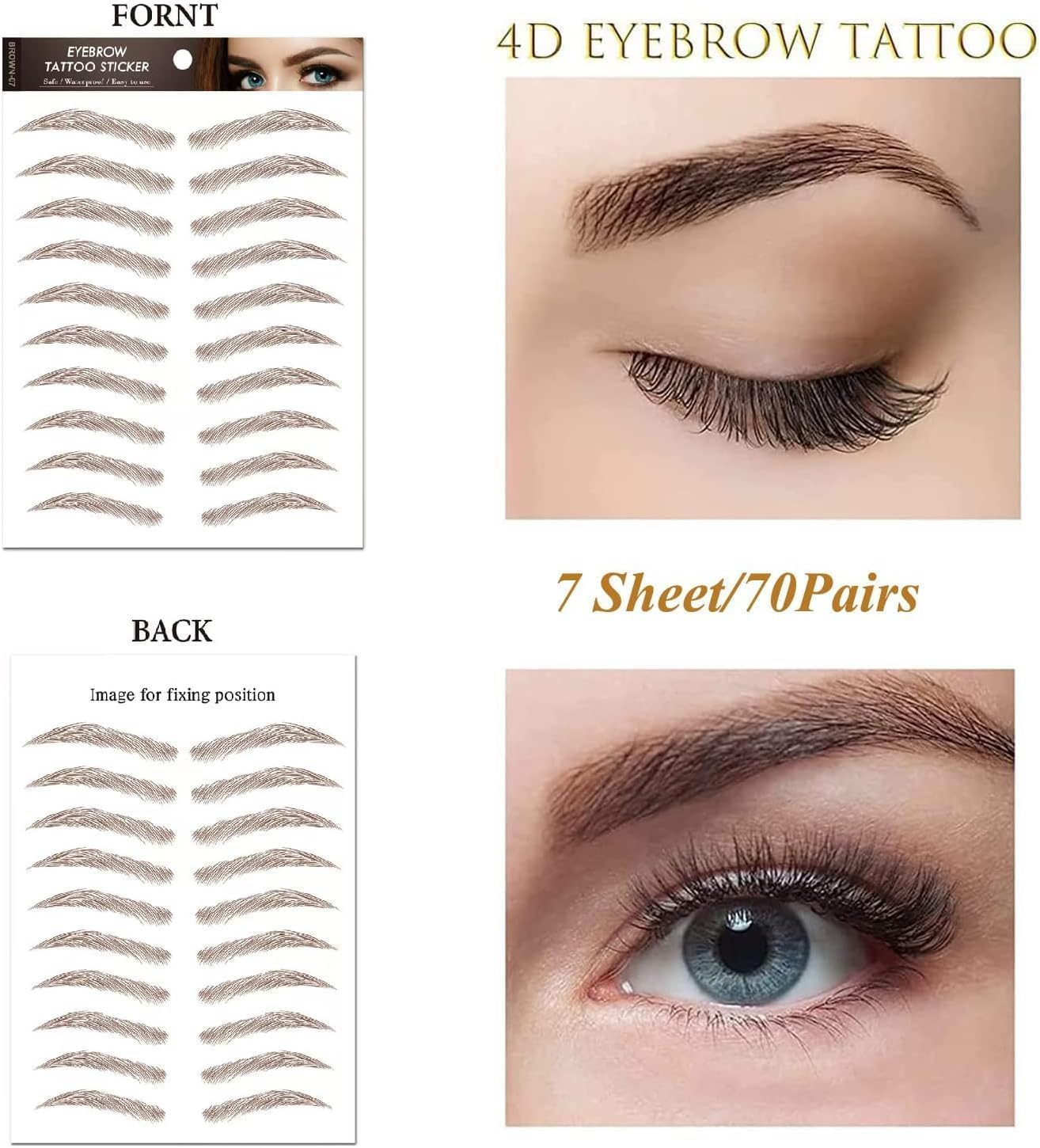 77 Pairs 4D Hair-Like Eyebrow Tattoo Stickers Waterproof Natural Fake Stickers, Long Lasting Eyebrow Grooming Shaping Perfect for Women and Girls (A-07 Brown)