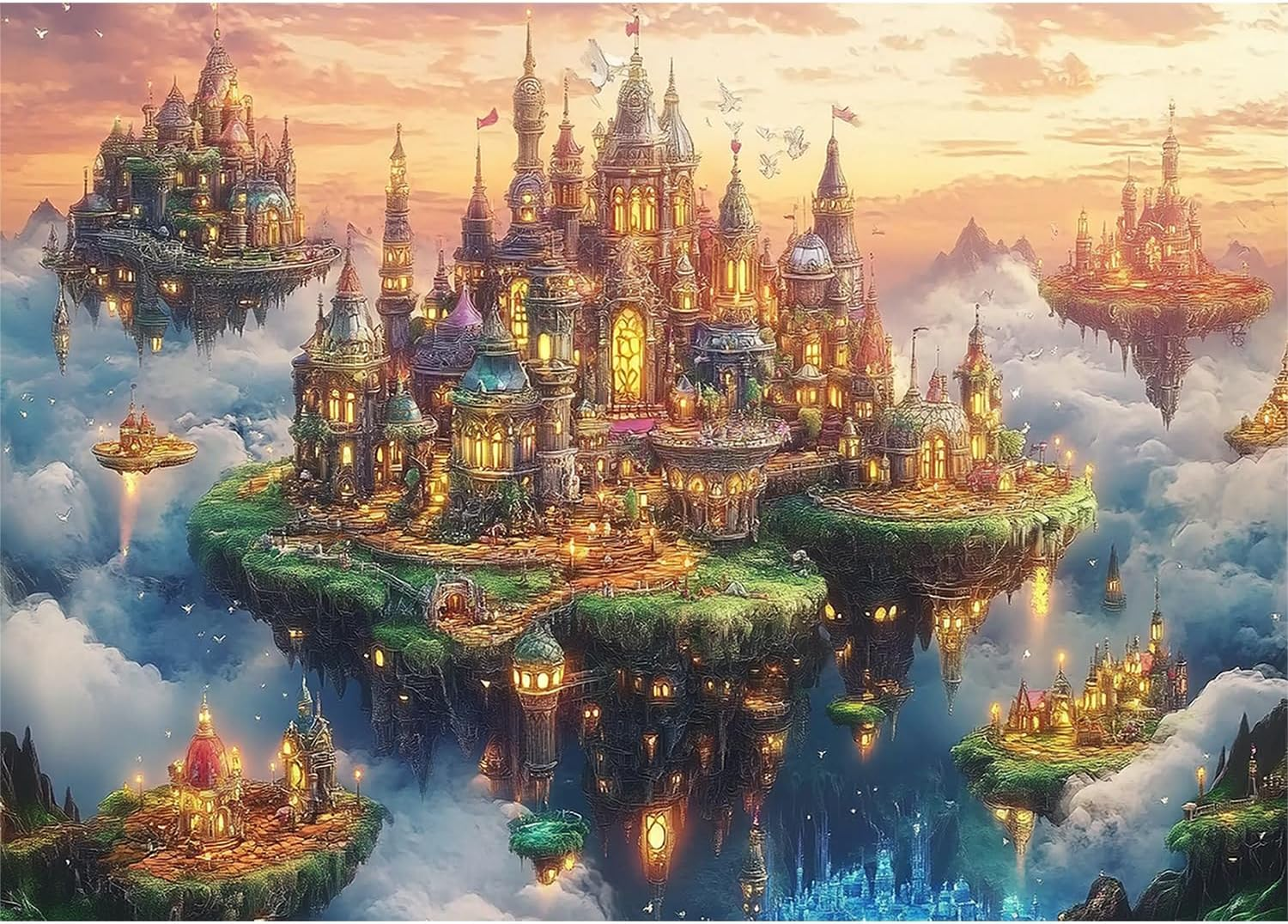 Jigsaw Puzzles for Adults 1000 Pieces Impossible Hard Difficult Challenging Puzzles for Adults 1000Pc Puzzle City of the Skyward Kingdoms Jigsaw Puzzle 1000 Pieces 28 X 20 Inch image number 3