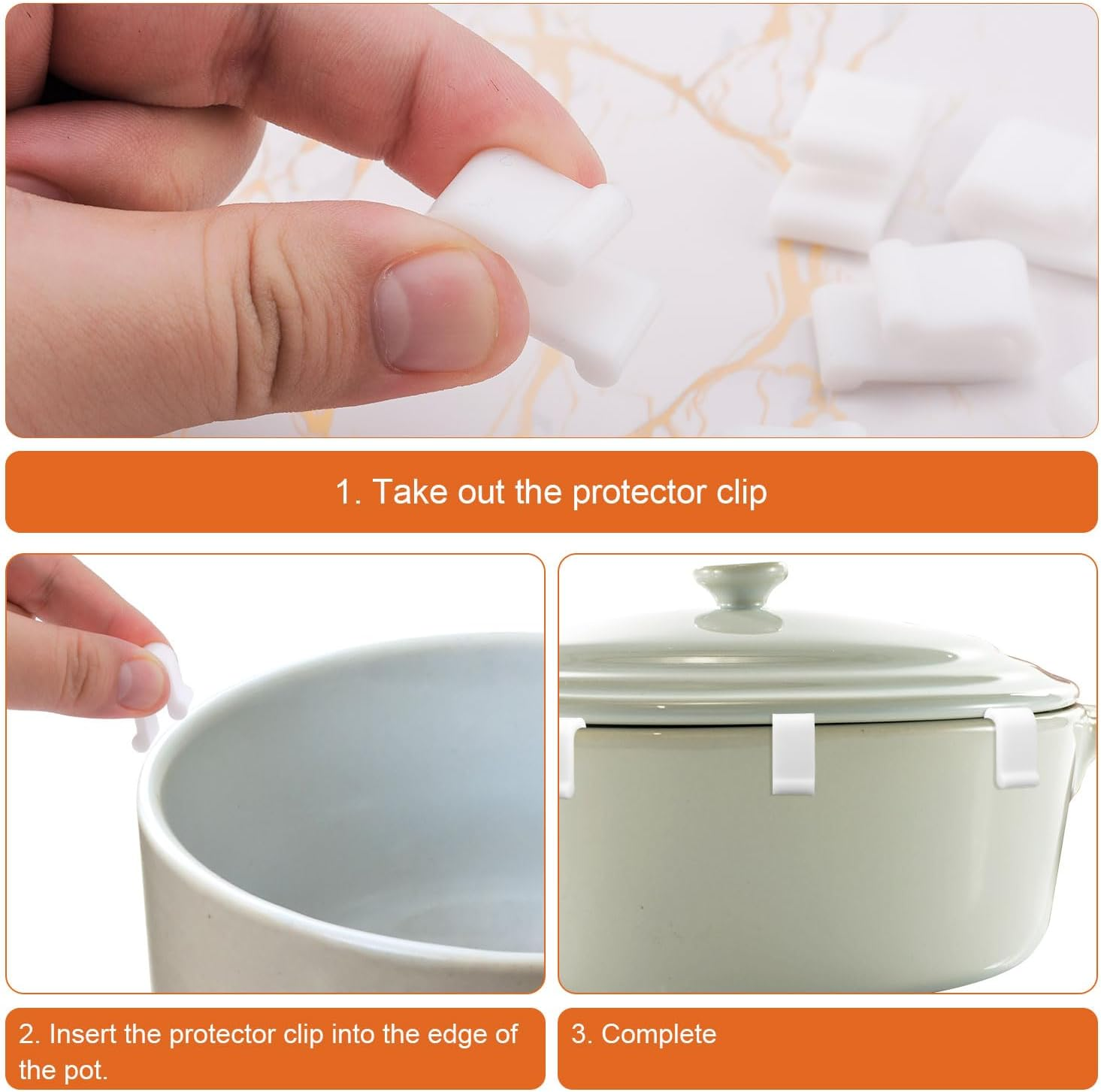 6Pcs Dutch Oven Lid Protector Clips, Cookware Protectors for Stacking Bumpers Lifter Accessories Dutch Oven Pot Protector Clips for Storage and Display of Dutch Oven Pots(White) image number 3