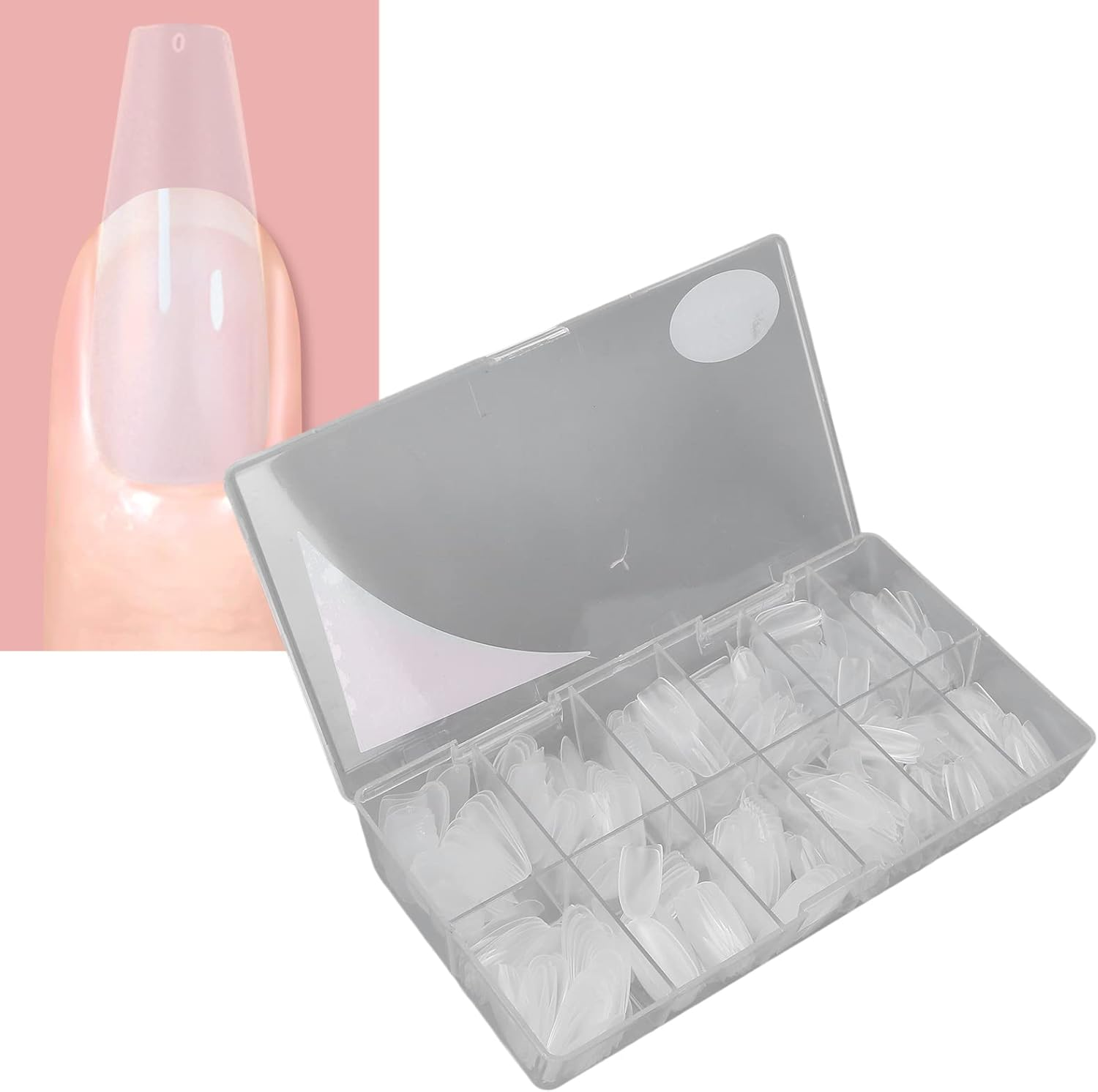Long False Nails Easy to Cut 12 Sizes 504 Pieces Full Cover Clear False Nail Tips Banquet Oval Shape for Home Use image number 5