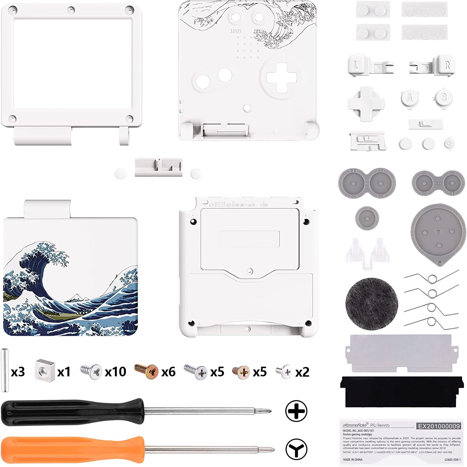 IPS Ready Upgraded Extremerate the Great Wave Custom Replacement Housing Shell for Gameboy Advance SP GBA SP &ndash; Compatible with Both IPS & Standard LCD &ndash; Console & Screen NOT Included