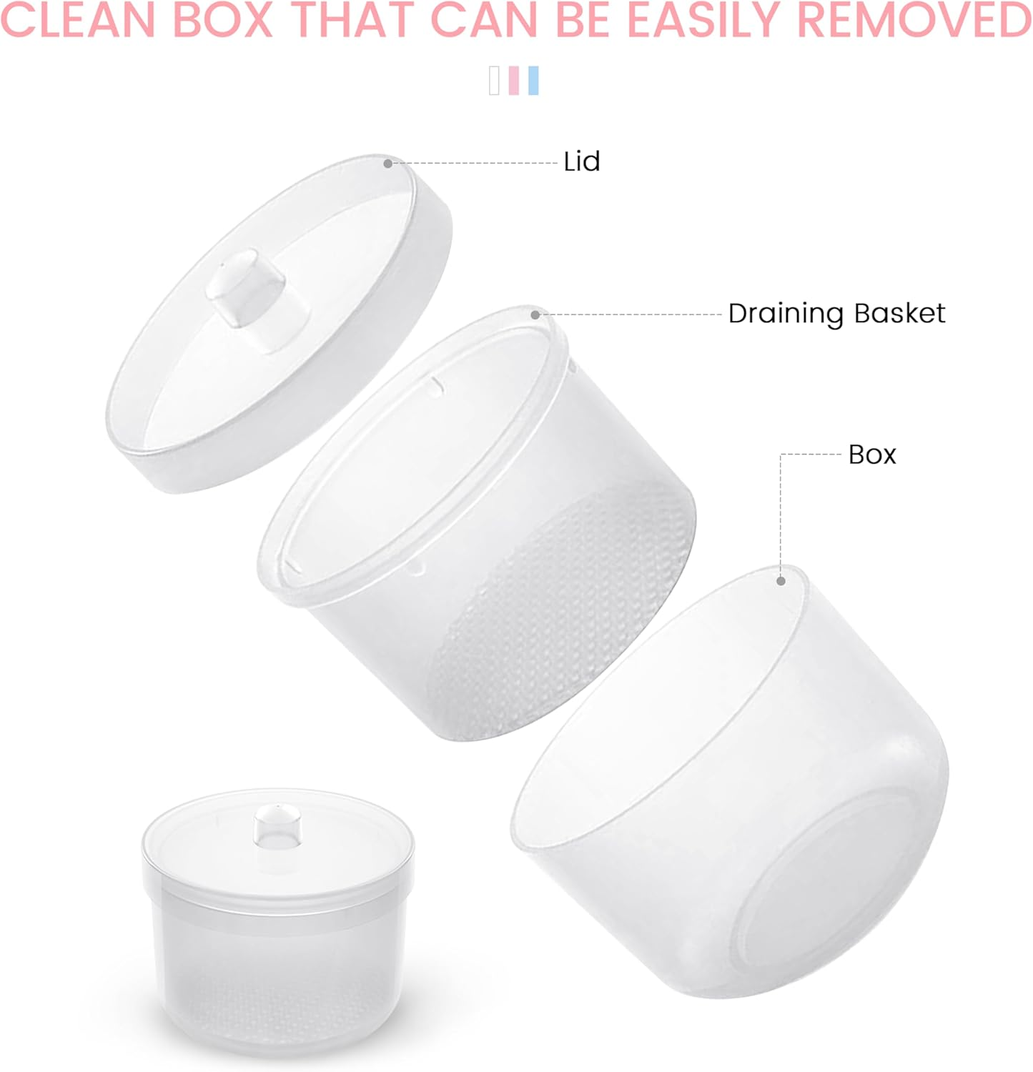 4Colors Nail Art Tools Cleaner Storage Box Nail Drill Bits Clipper Cutter Alcohol Soaking Cleaner Tweezers Accessories Clean Nail Tools (Clear) image number 5