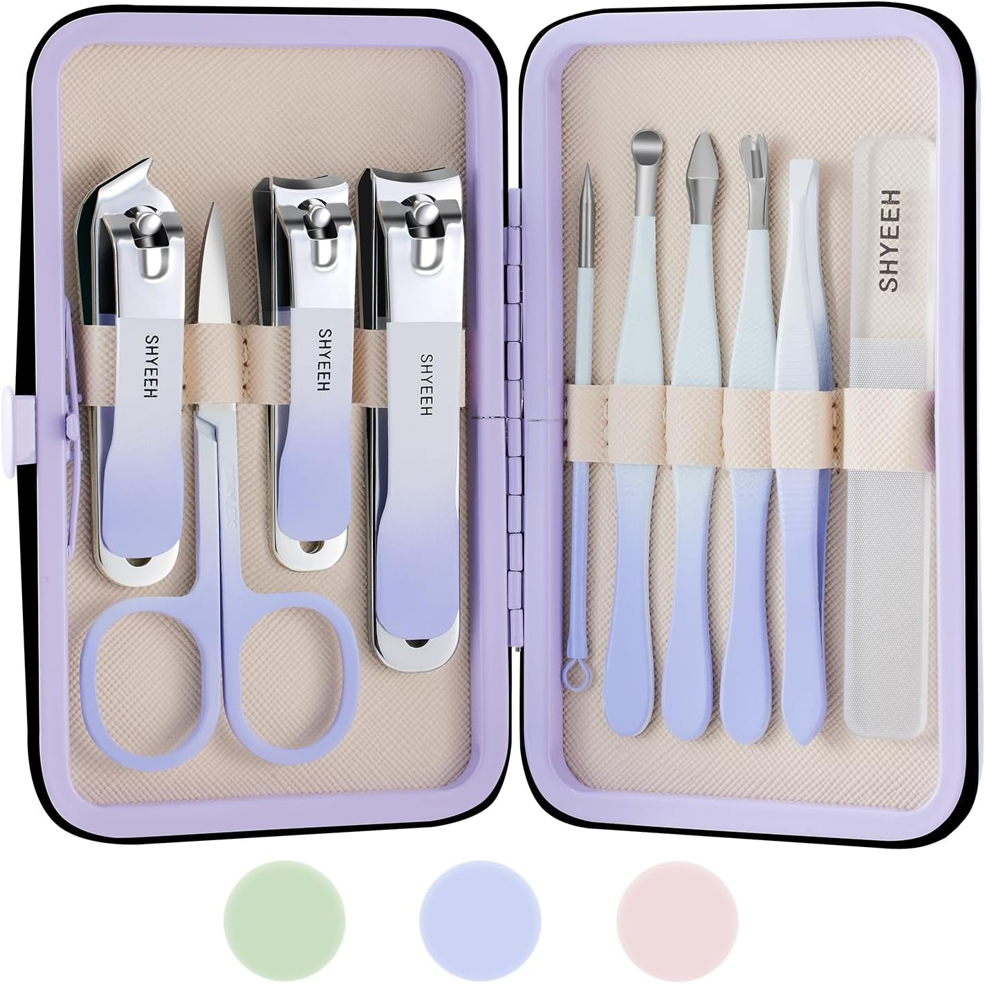 Manicure Set, 10 Pcs High-Carbon Steel Nail Clippers Set, Portable Mini Manicure and Pedicure Kit, Travel Grooming Nail Kit with Leather Bag for Men and Women