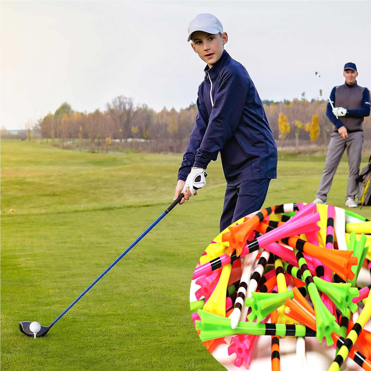 Yharnamite 50 Pcs Plastic Golf Tees, 3-1/4" Professional Golfing Tees with Five Claws Prong, Long Golf Tees, Frictional Resistance Reduction, Mixed Color image number 4