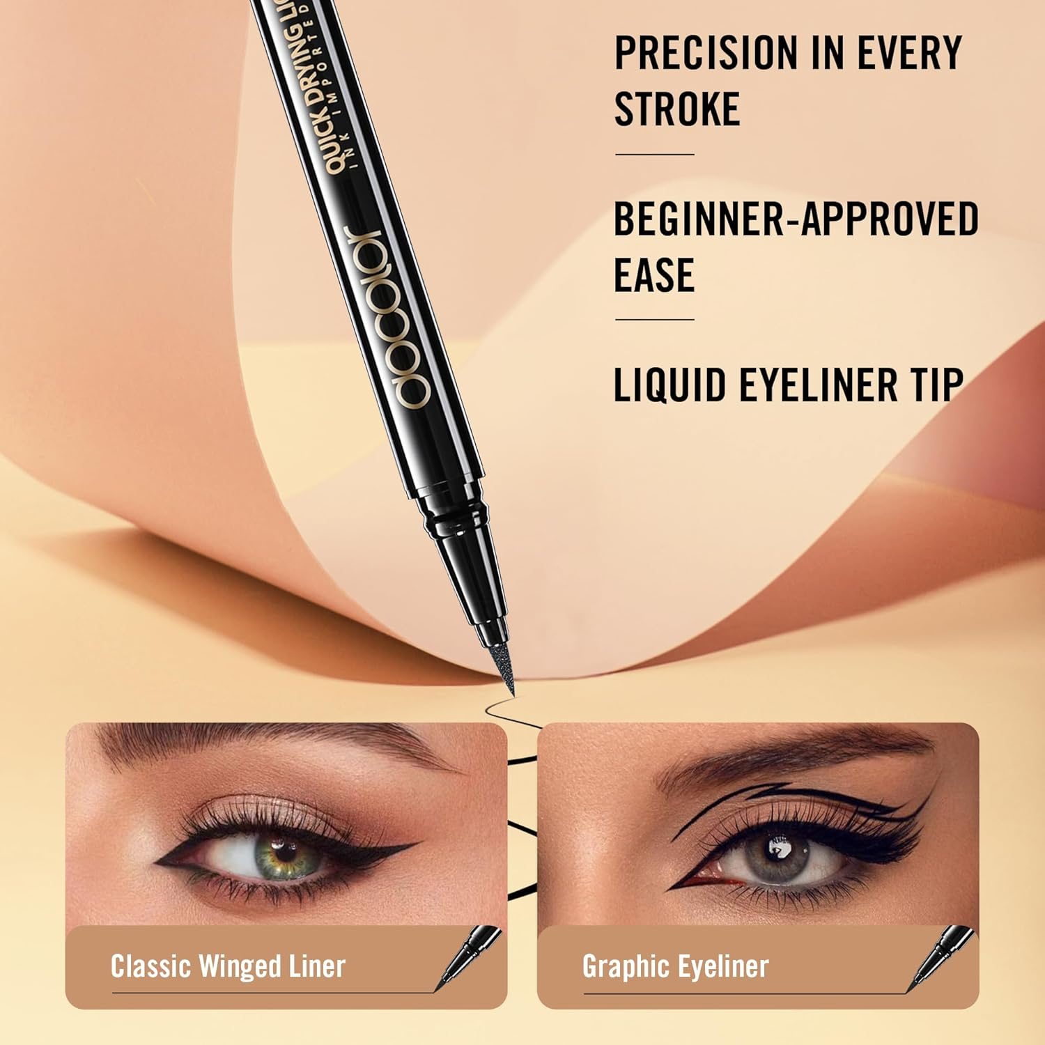 Docolor Waterproof Eyeliner, Pen Super Slim Liquid Precise - Smudge Proof All Day Long-Lasting Eye Liner (Black) - Gold image number 5